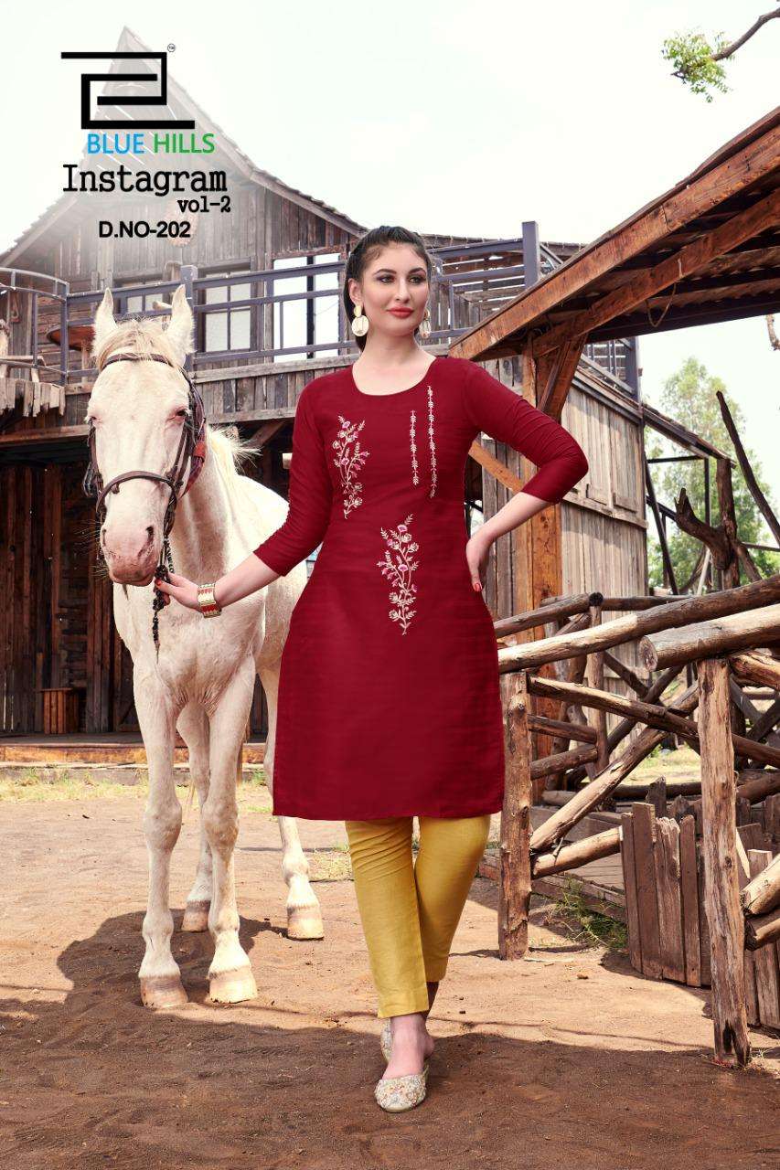 Blue hills presents instagram vol-2 cotton sort daily kurtis catalog wholesaler and exporters