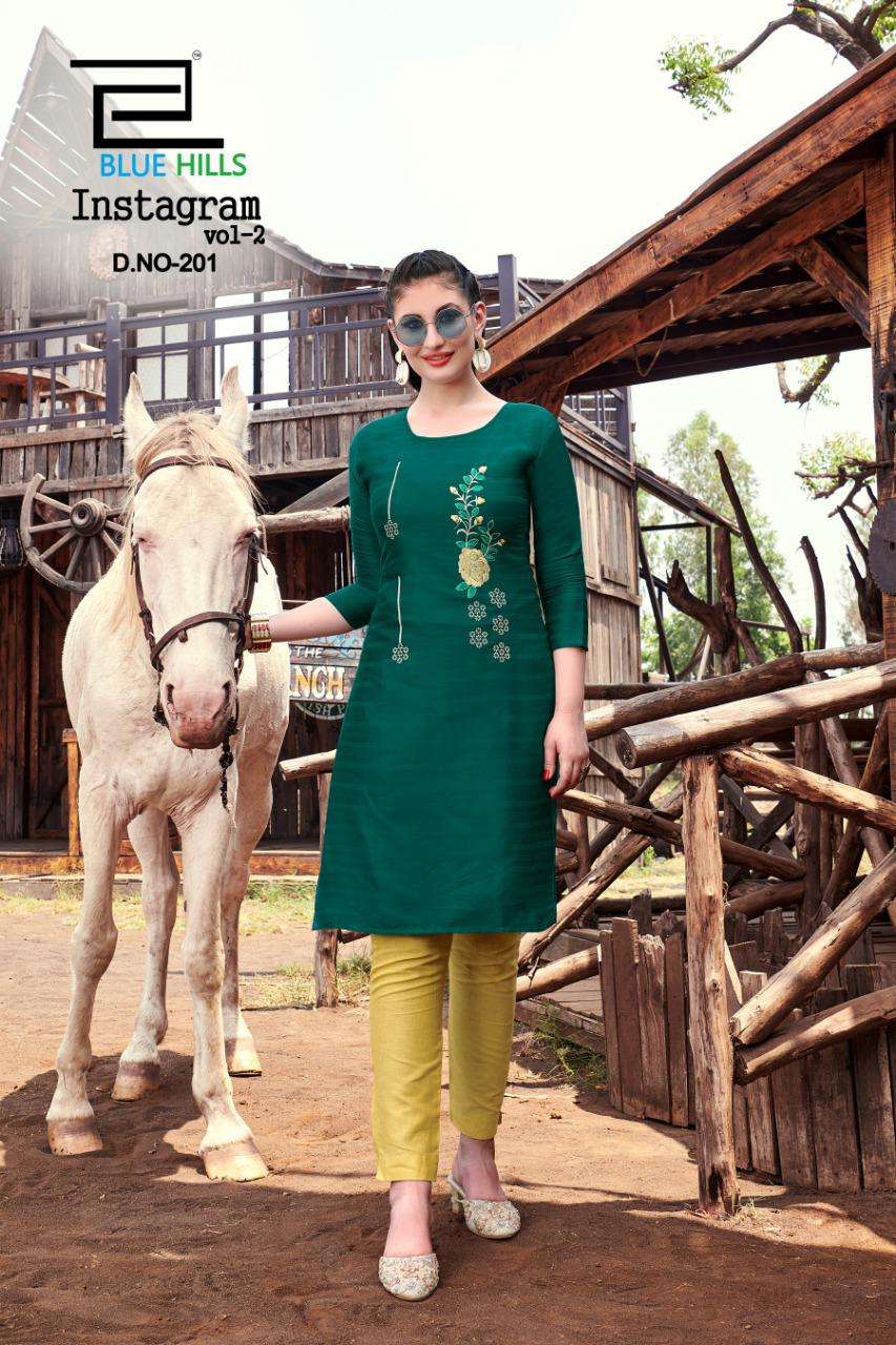 Blue hills presents instagram vol-2 cotton sort daily kurtis catalog wholesaler and exporters