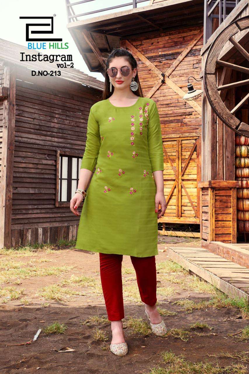 Blue hills presents instagram vol-2 cotton sort daily kurtis catalog wholesaler and exporters