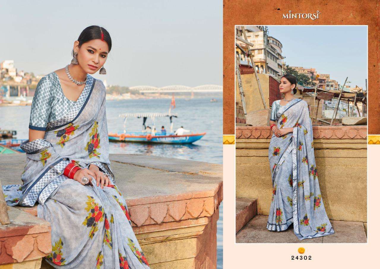 Mintorsi presents aadhyatmik weightless fancy printed Sarees cataloge Wholesaler 