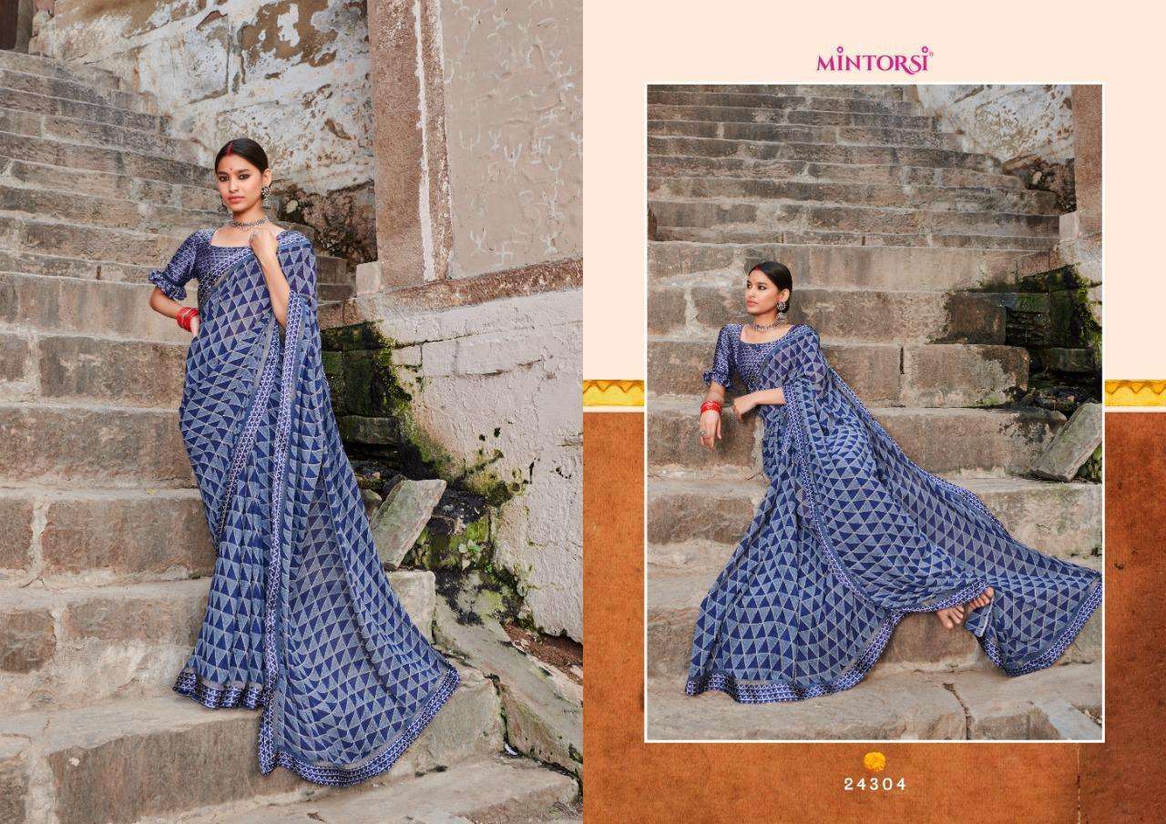 Mintorsi presents aadhyatmik weightless fancy printed Sarees cataloge Wholesaler 
