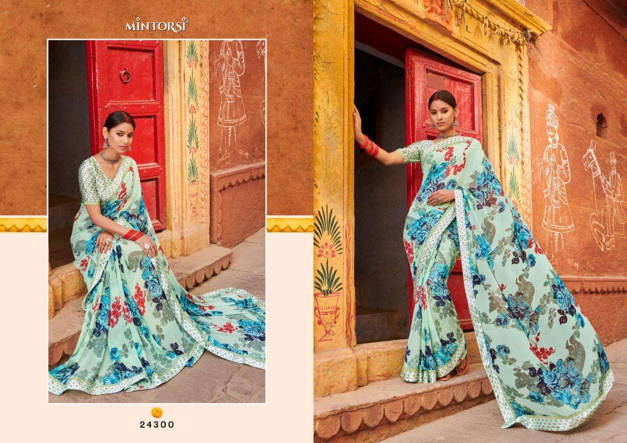 Mintorsi presents aadhyatmik weightless fancy printed Sarees cataloge Wholesaler 