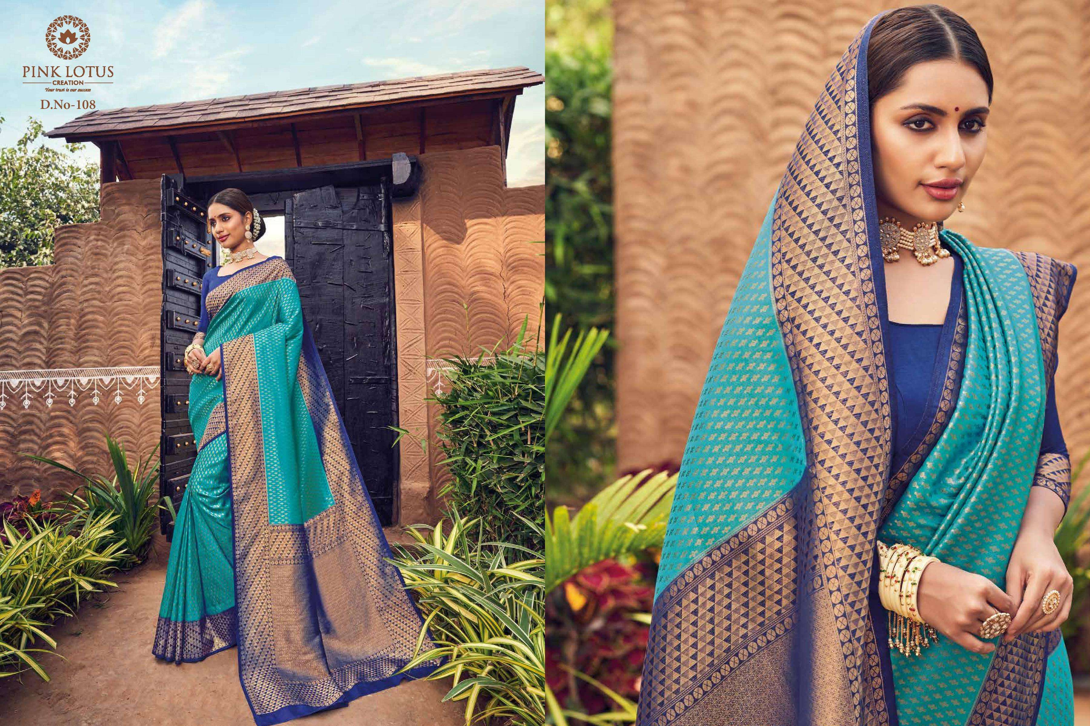 PINK LOTUS CREATION PRESENTS PEARL SILK INDIAN WEDDING WEAR PURE BANARASI SILK SAREES CATALOG WHOLESALER AND EXPORTERS