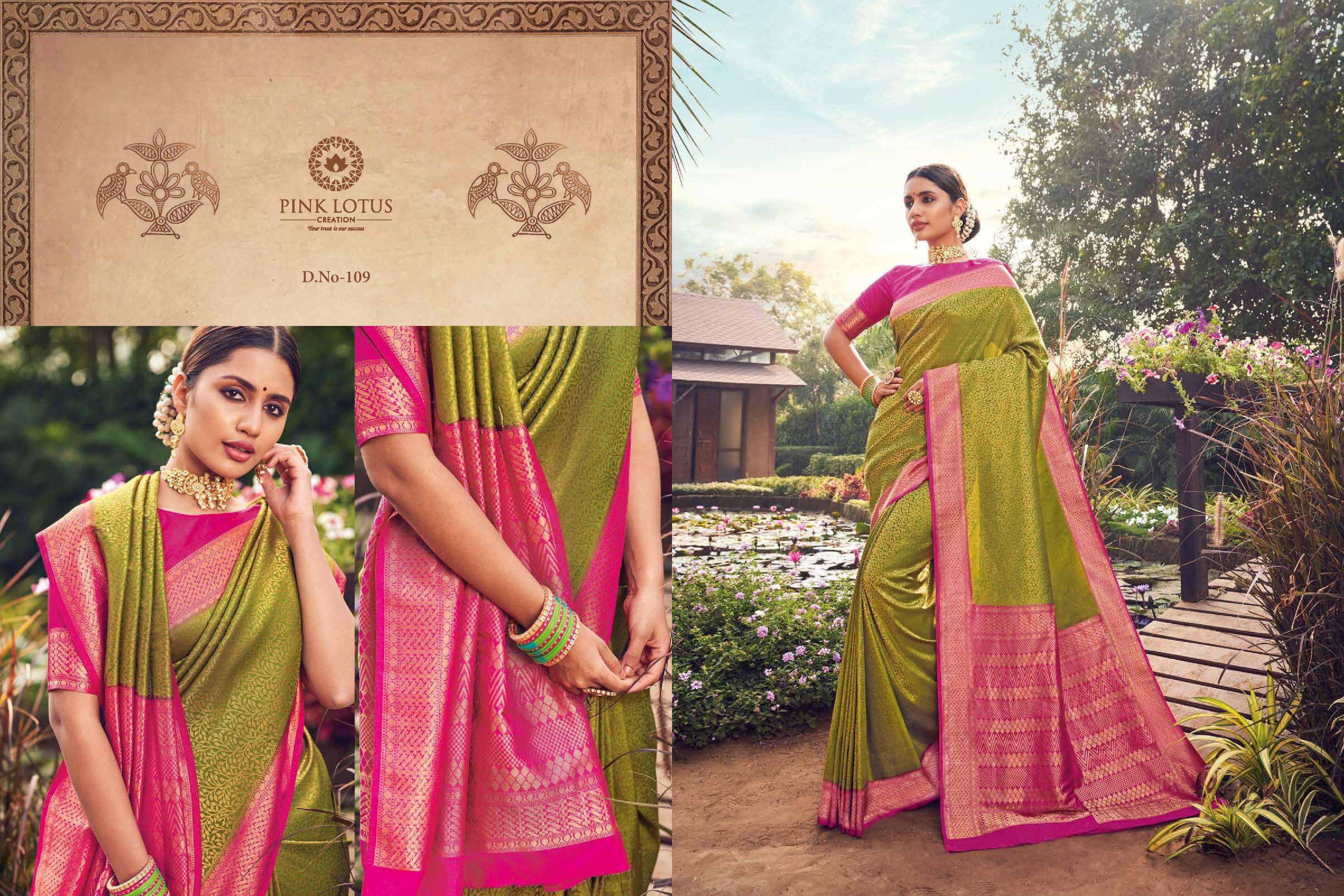 PINK LOTUS CREATION PRESENTS PEARL SILK INDIAN WEDDING WEAR PURE BANARASI SILK SAREES CATALOG WHOLESALER AND EXPORTERS