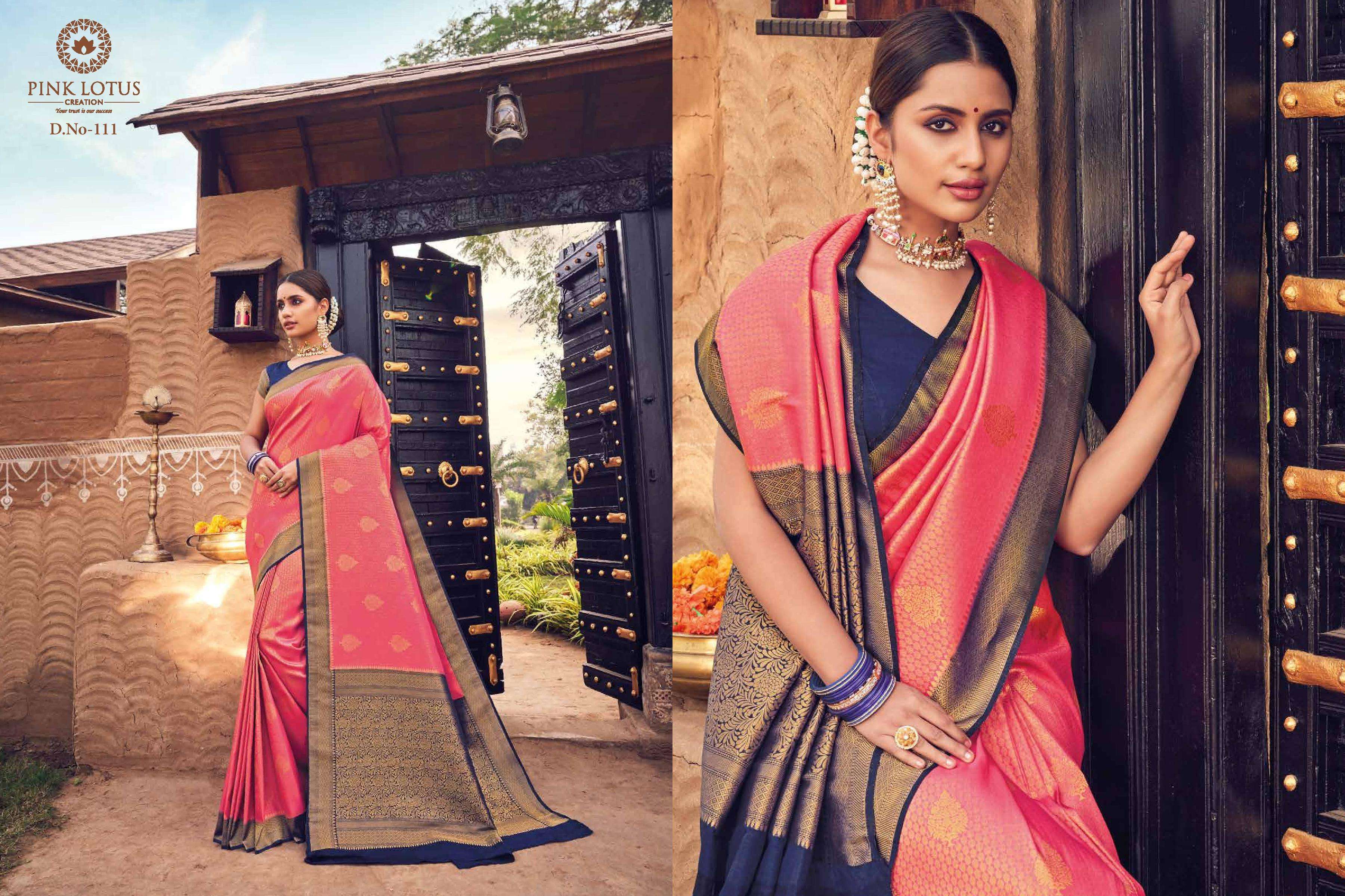 PINK LOTUS CREATION PRESENTS PEARL SILK INDIAN WEDDING WEAR PURE BANARASI SILK SAREES CATALOG WHOLESALER AND EXPORTERS