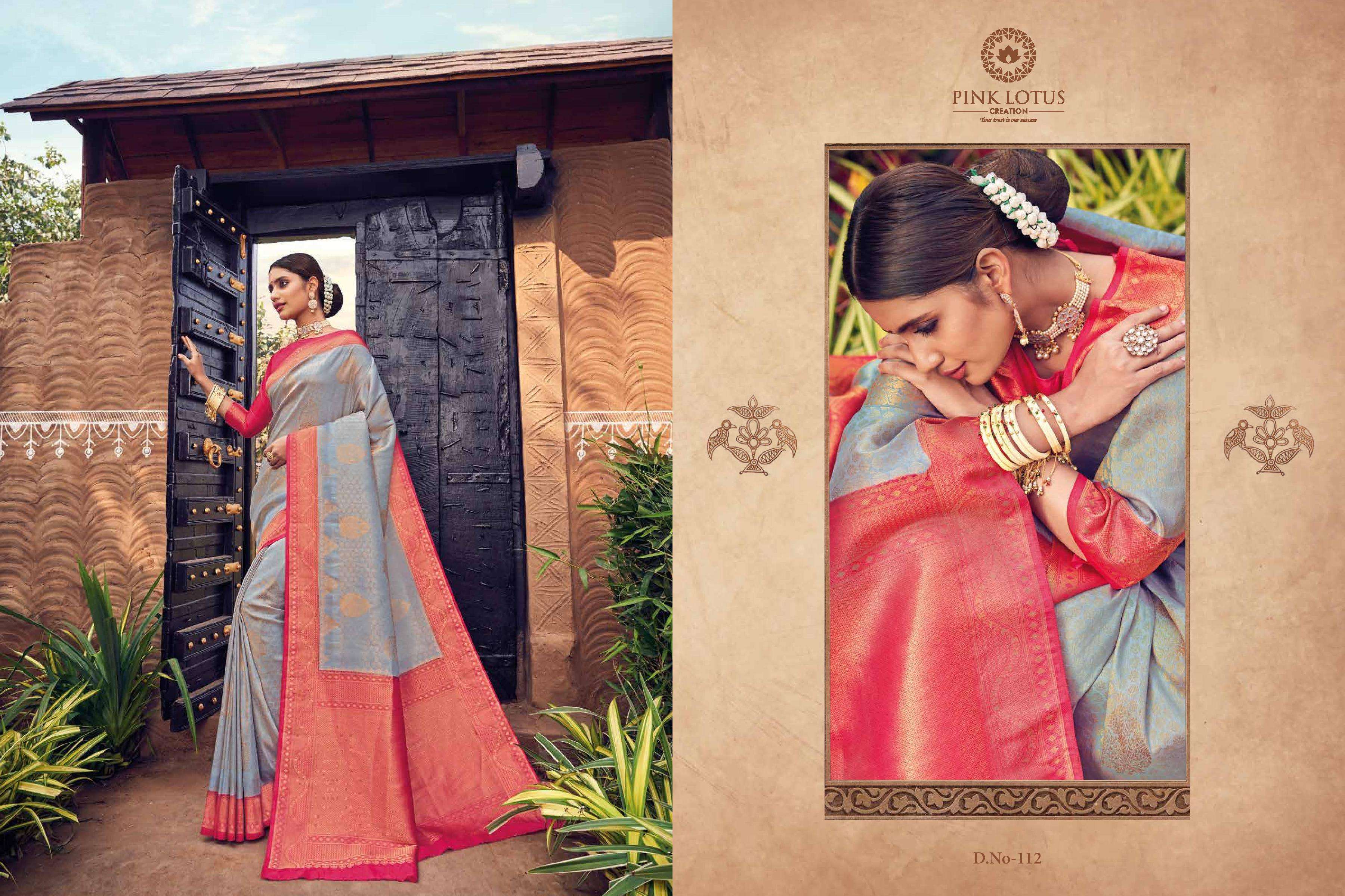 PINK LOTUS CREATION PRESENTS PEARL SILK INDIAN WEDDING WEAR PURE BANARASI SILK SAREES CATALOG WHOLESALER AND EXPORTERS