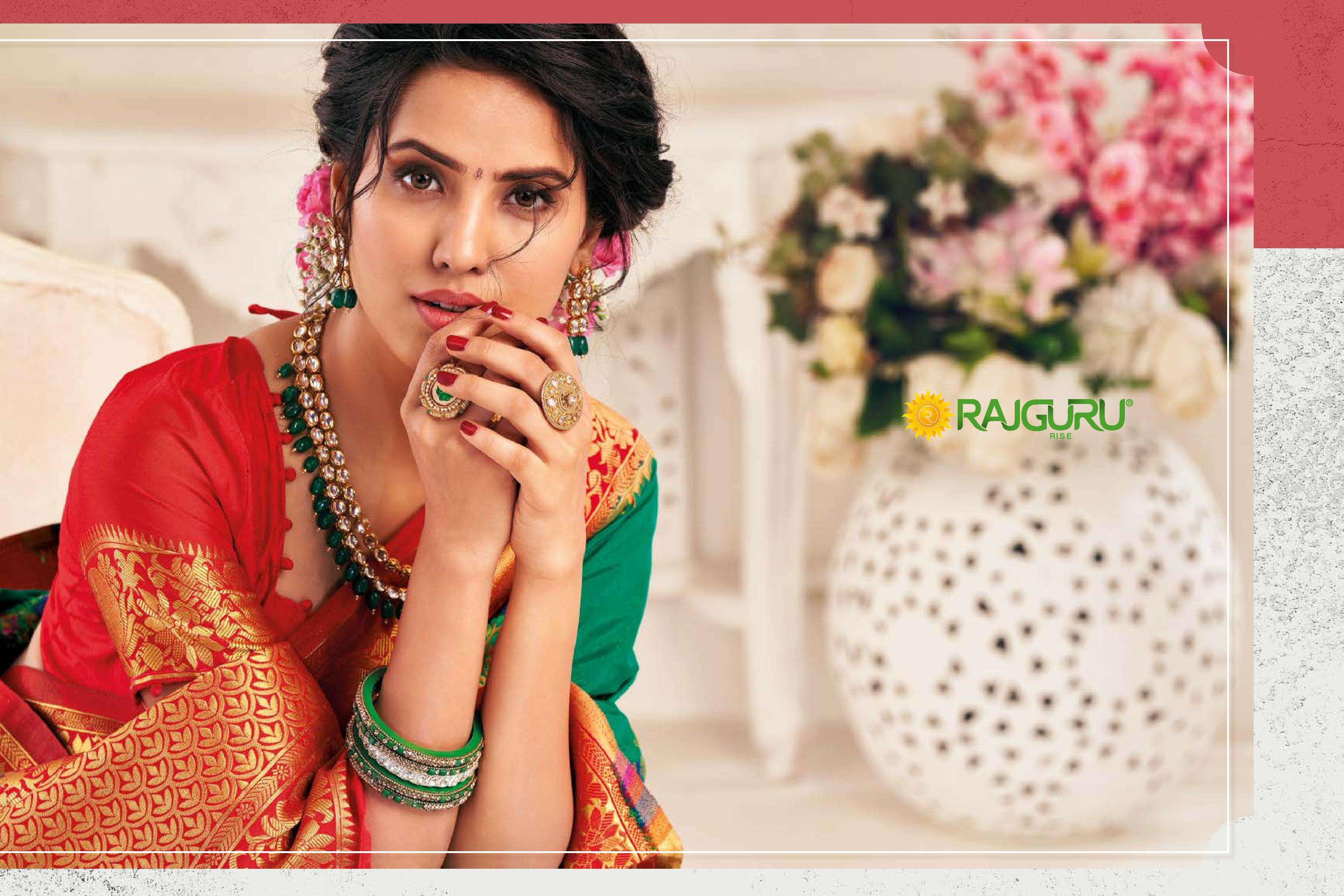 rajguru presents trisha vol-2 designer partywear dola silk with resham meena work sarees catalog wholesaler and exporters