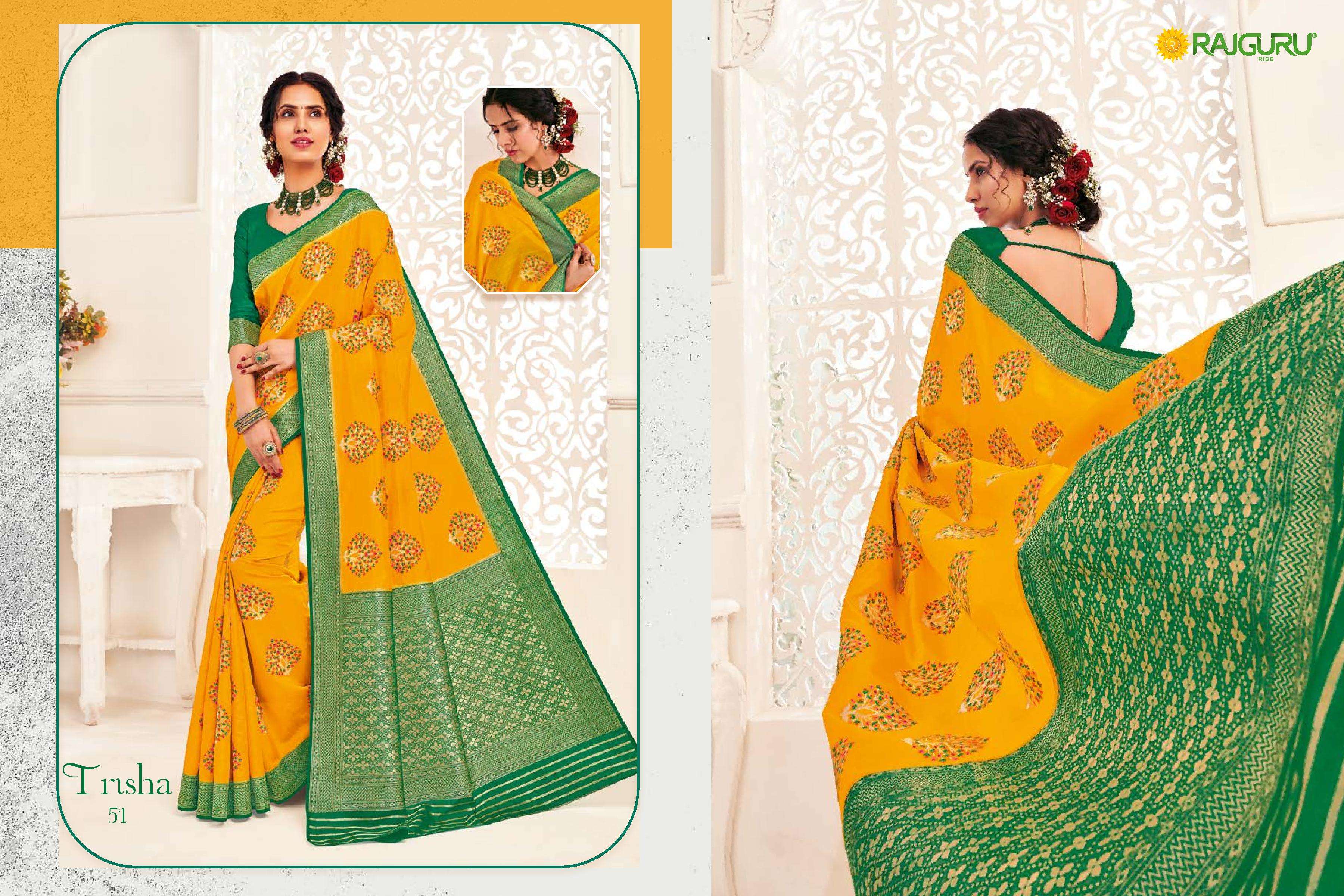 rajguru presents trisha vol-2 designer partywear dola silk with resham meena work sarees catalog wholesaler and exporters