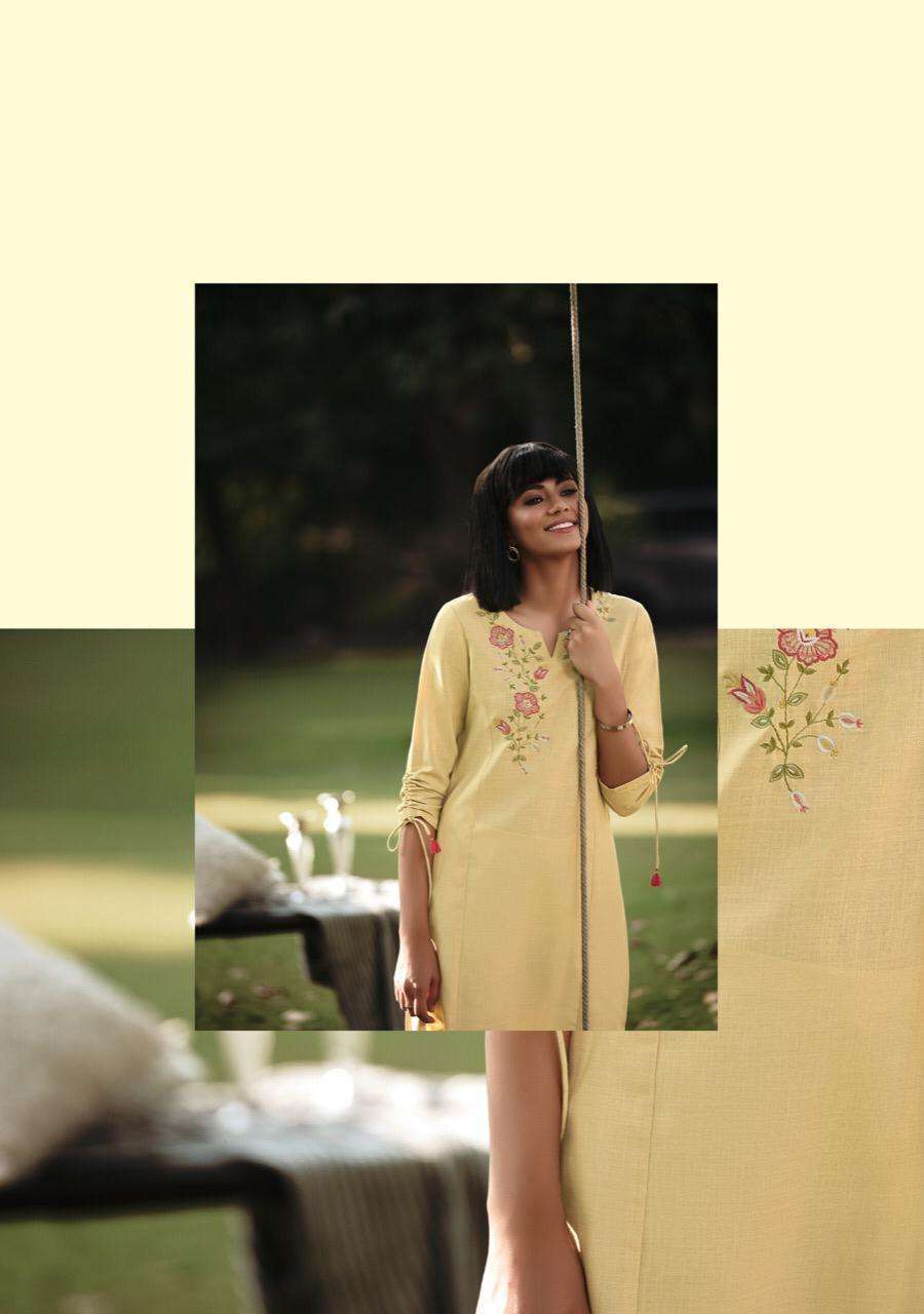 Four buttons presents colors vol-10 cotton long kurtis catalog wholesaler 