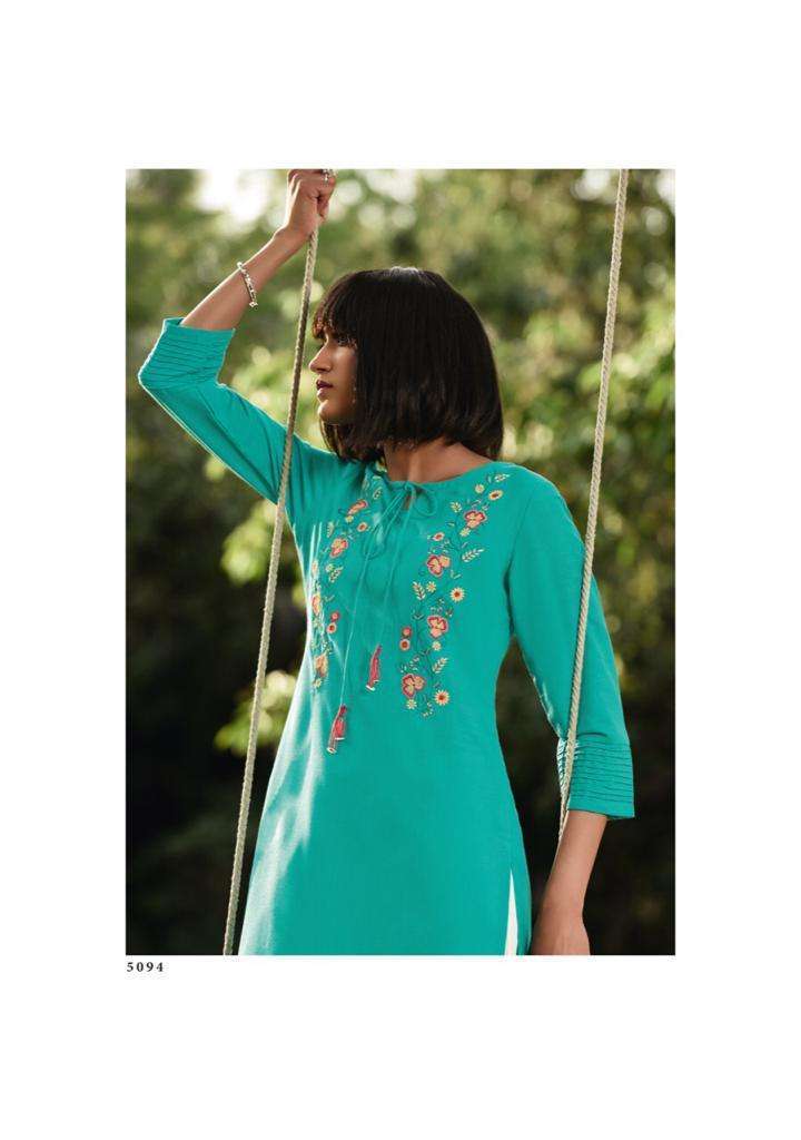 Four buttons presents colors vol-10 cotton long kurtis catalog wholesaler 