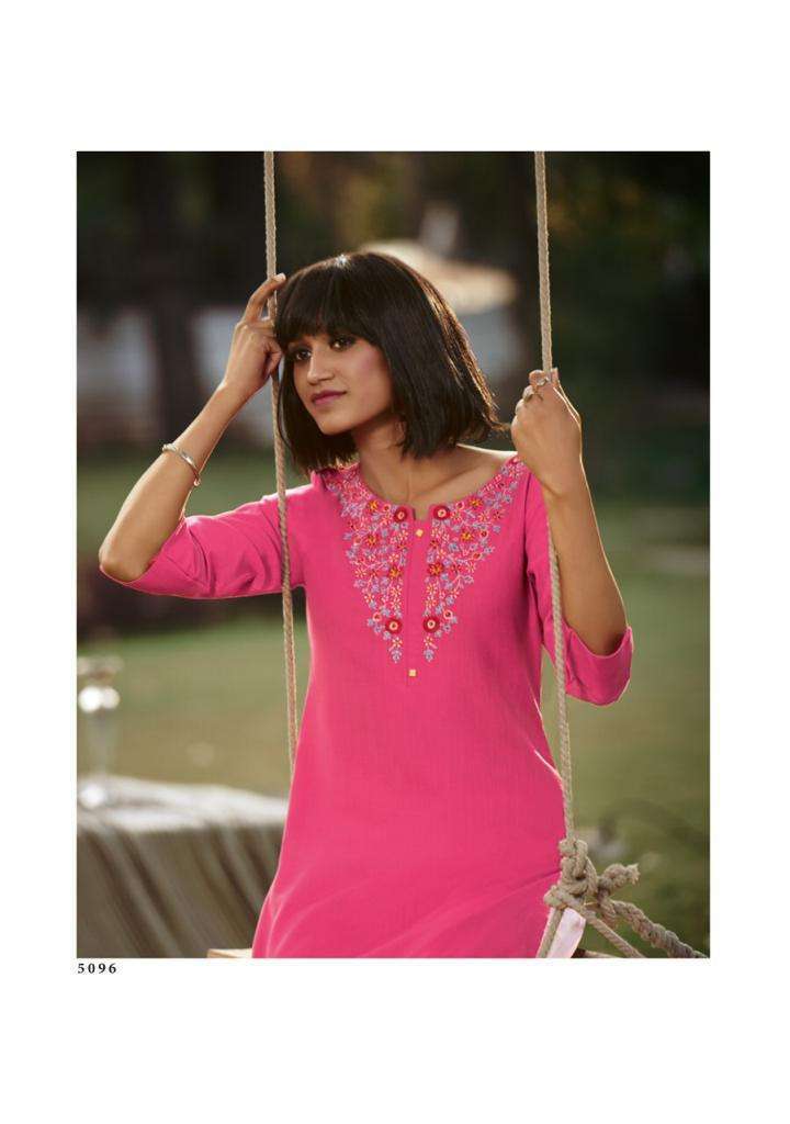 Four buttons presents colors vol-10 cotton long kurtis catalog wholesaler 
