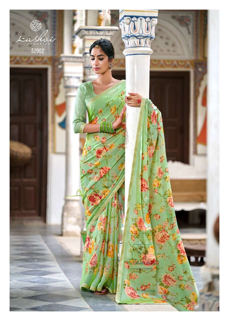 KASHVI PRESENTS MADHUBALA MOSS PRINTED DAILY WEAR SAREE CATALOGUE WHOLESALER 