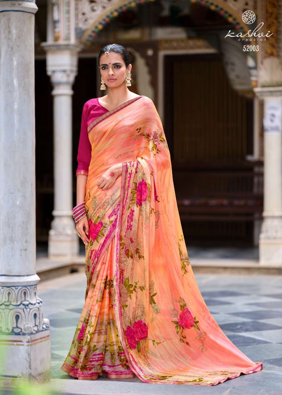 KASHVI PRESENTS MADHUBALA MOSS PRINTED DAILY WEAR SAREE CATALOGUE WHOLESALER 