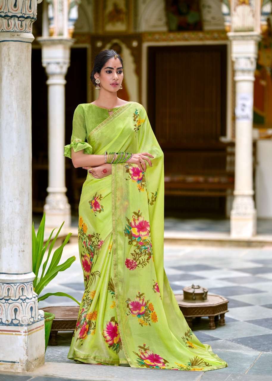 KASHVI PRESENTS MADHUBALA MOSS PRINTED DAILY WEAR SAREE CATALOGUE WHOLESALER 