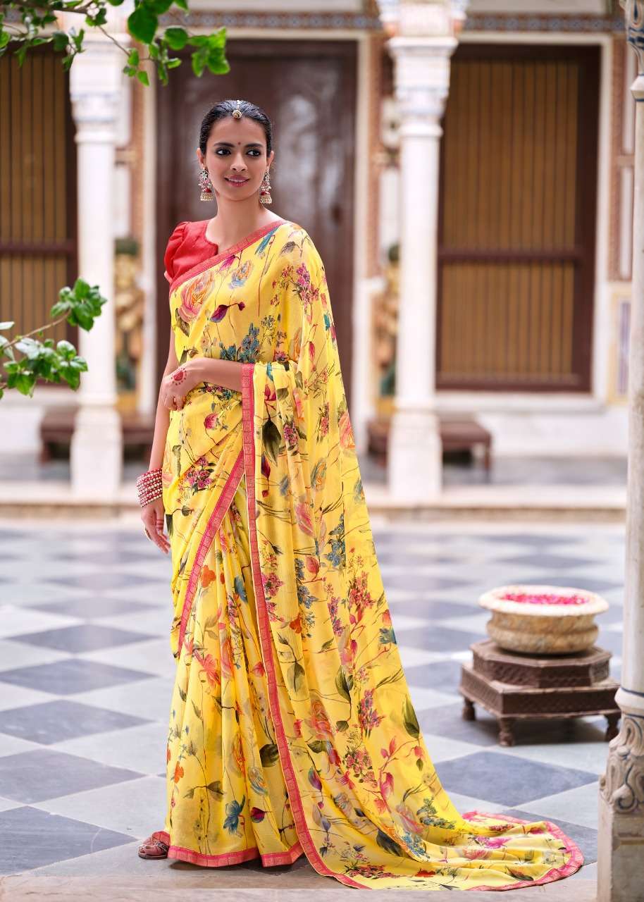 KASHVI PRESENTS MADHUBALA MOSS PRINTED DAILY WEAR SAREE CATALOGUE WHOLESALER 