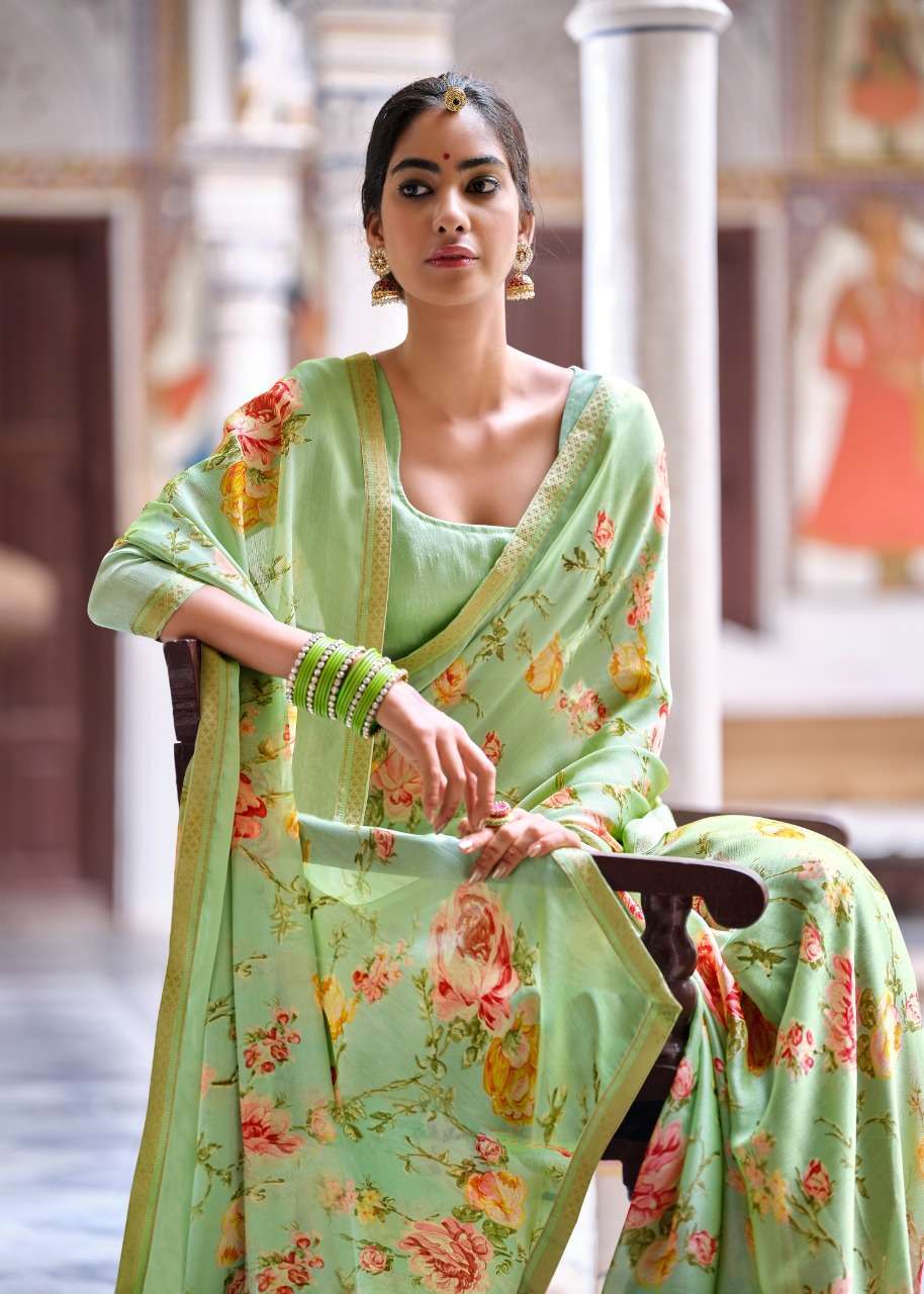 KASHVI PRESENTS MADHUBALA MOSS PRINTED DAILY WEAR SAREE CATALOGUE WHOLESALER 