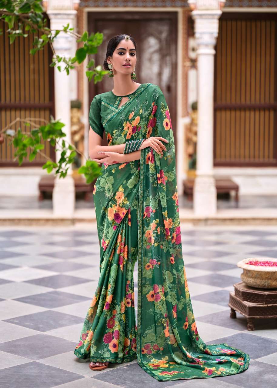KASHVI PRESENTS MADHUBALA MOSS PRINTED DAILY WEAR SAREE CATALOGUE WHOLESALER 