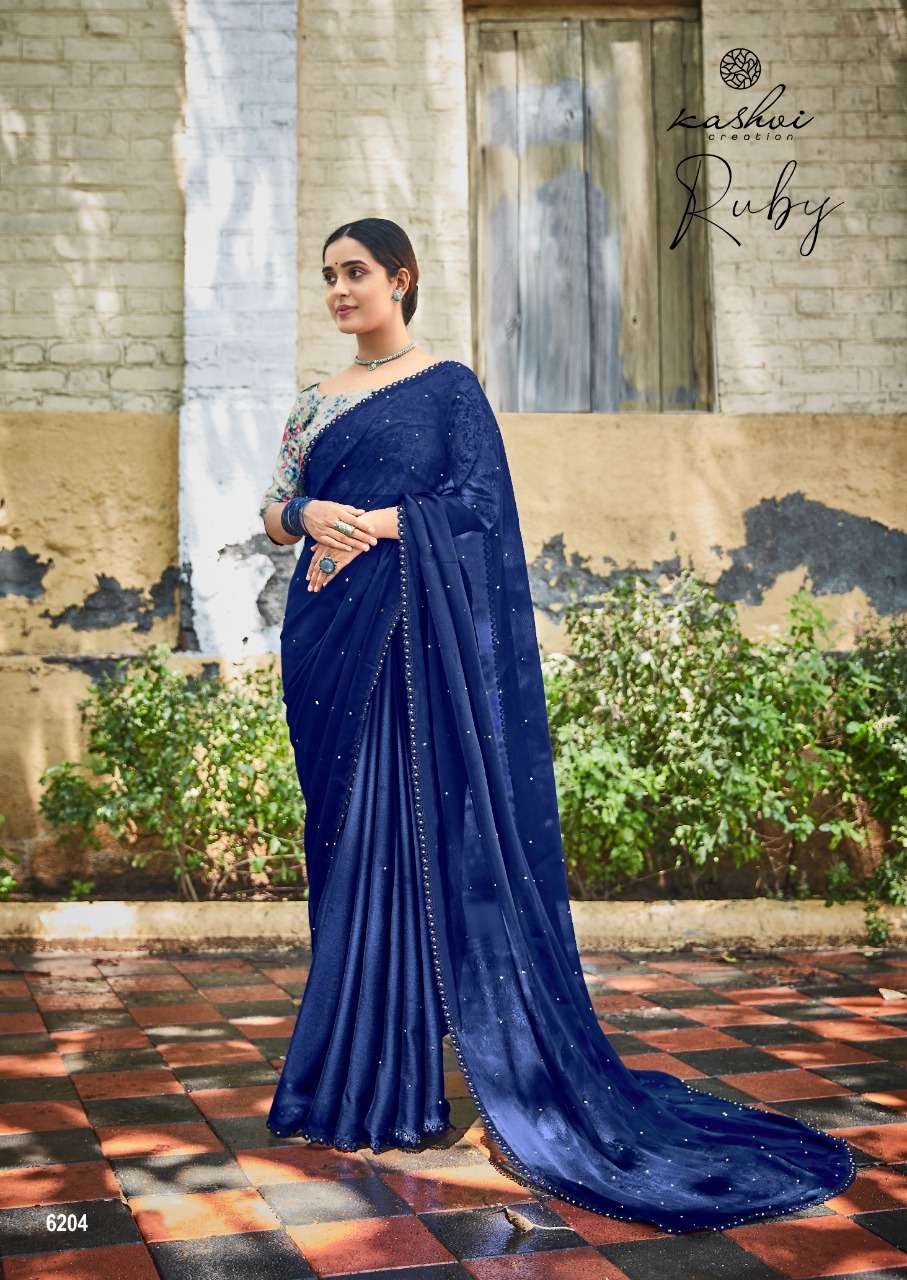 Beautiful Georgette Heavy & Fancy Sequence Work Saree With Plain Satin  Benglori silk Blouse at Rs 520 in Surat