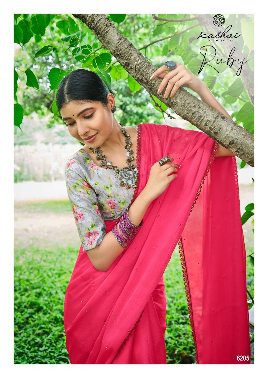 Beautiful plain saree with beautiful painting and floral design