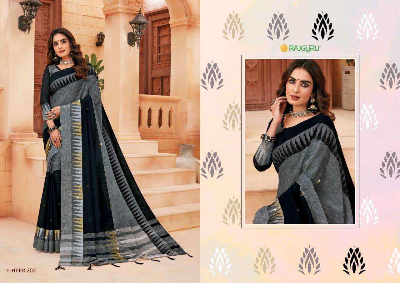 Rajguru presents heer vol-2 designers embroidery work linen silk sarees Catalogue wholesaler and exporters