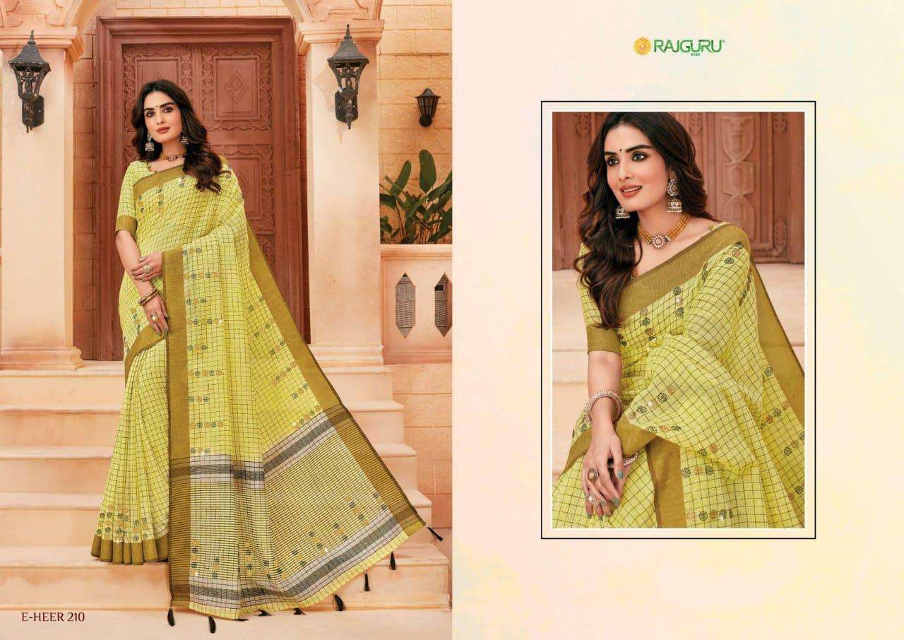 Rajguru presents heer vol-2 designers embroidery work linen silk sarees Catalogue wholesaler and exporters