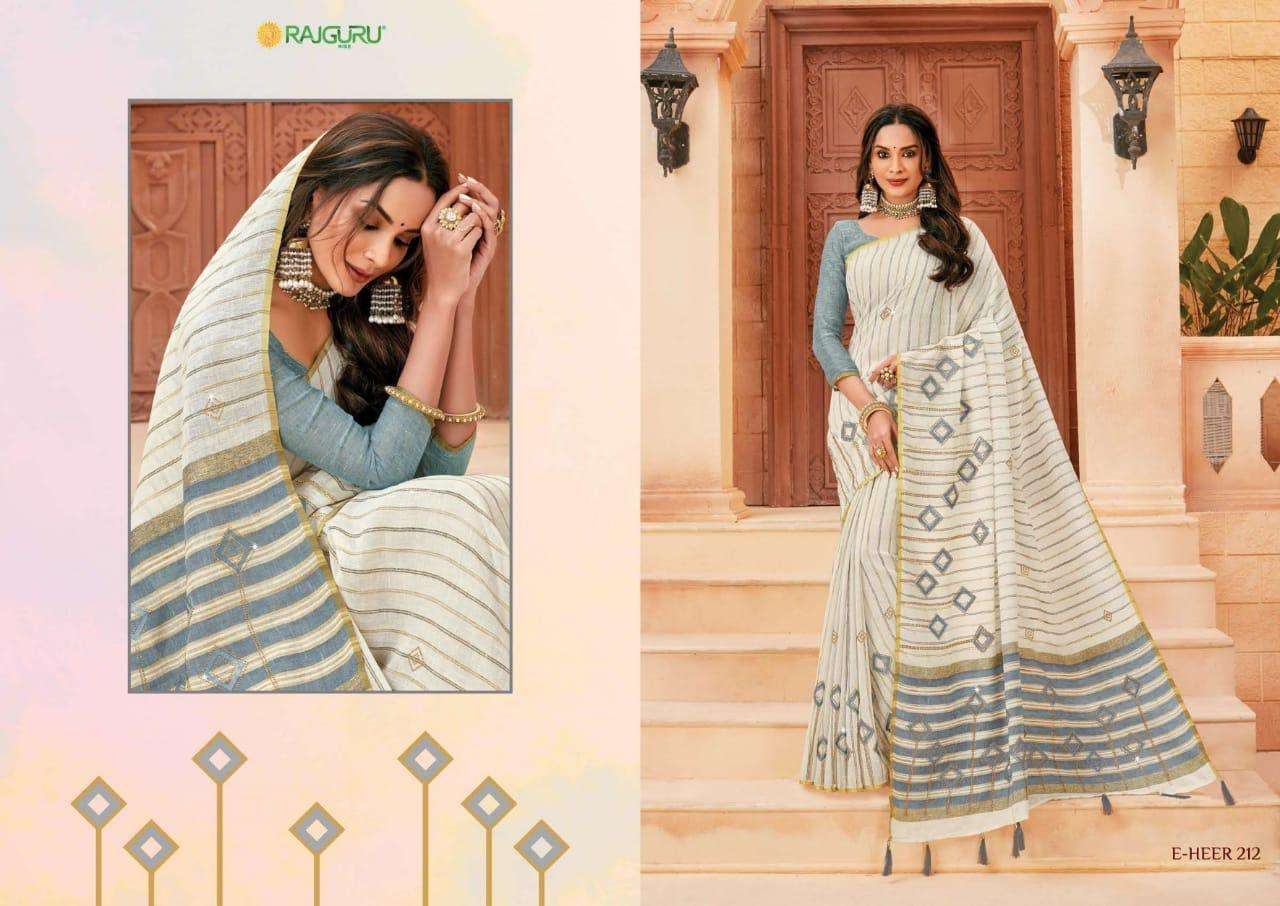 Rajguru presents heer vol-2 designers embroidery work linen silk sarees Catalogue wholesaler and exporters