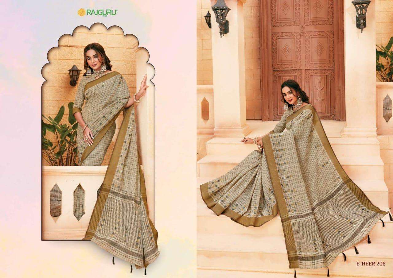 Rajguru presents heer vol-2 designers embroidery work linen silk sarees Catalogue wholesaler and exporters