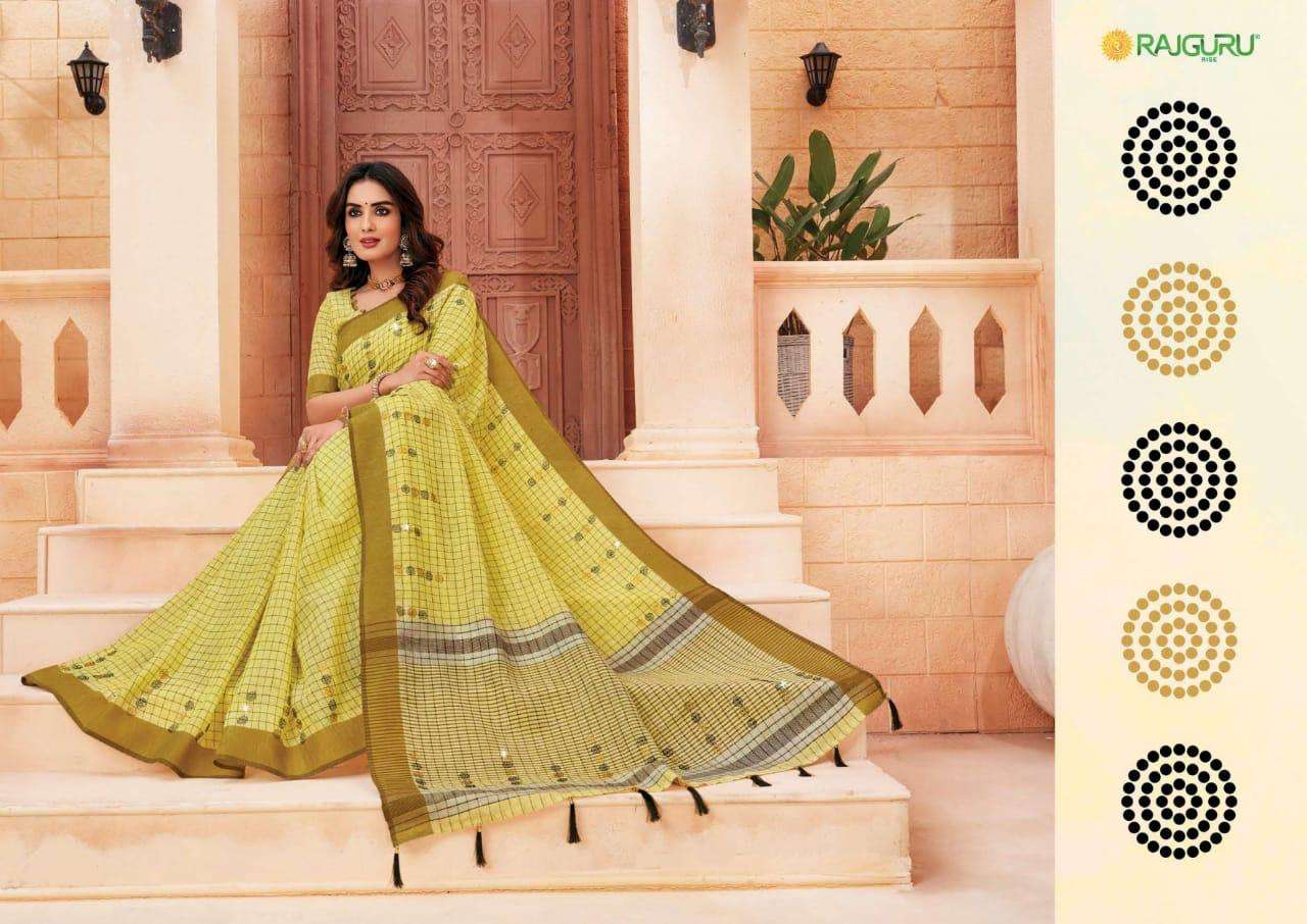 Rajguru presents heer vol-2 designers embroidery work linen silk sarees Catalogue wholesaler and exporters