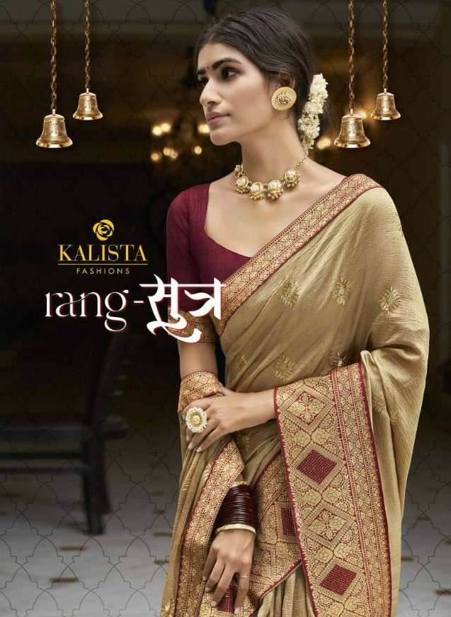 Kalista presents rang sutra vichitra silk heavy border concept sarees catalog 