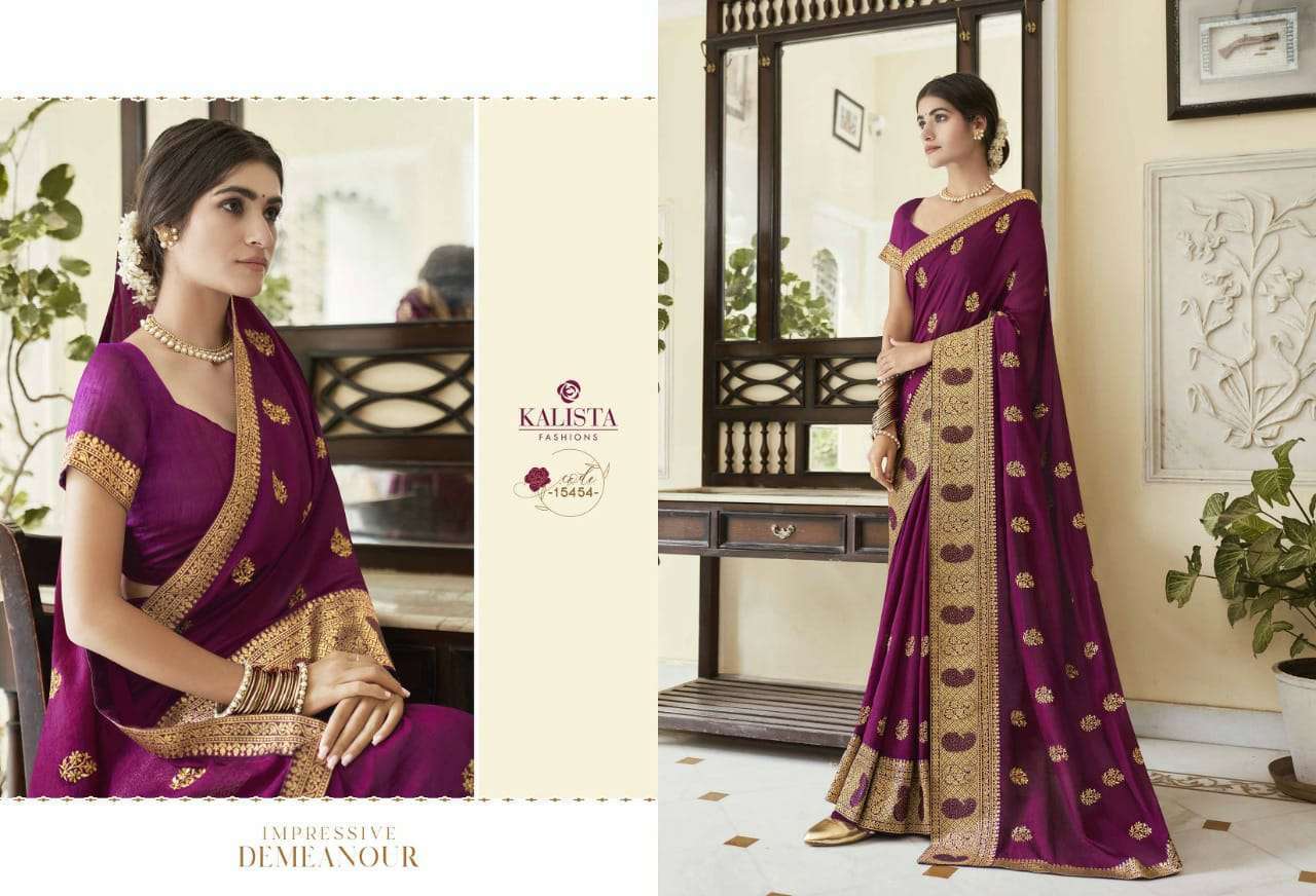 Kalista presents rang sutra vichitra silk heavy border concept sarees catalog 