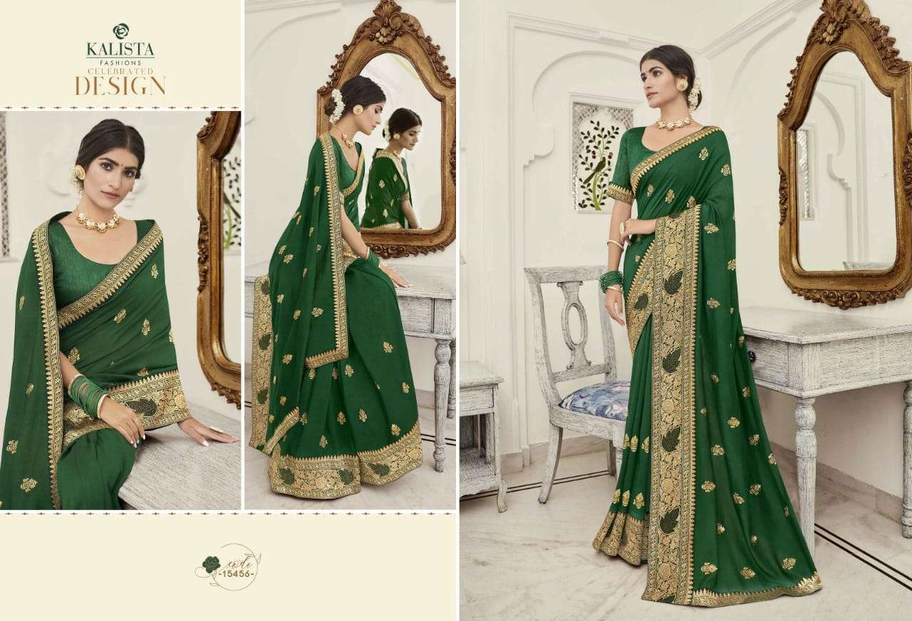 Kalista presents rang sutra vichitra silk heavy border concept sarees catalog 