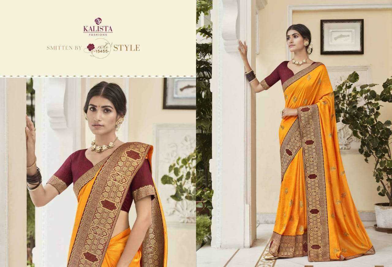 Kalista presents rang sutra vichitra silk heavy border concept sarees catalog 