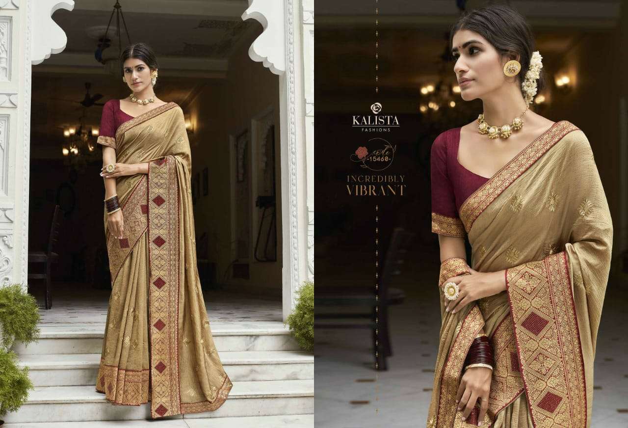 Kalista presents rang sutra vichitra silk heavy border concept sarees catalog 