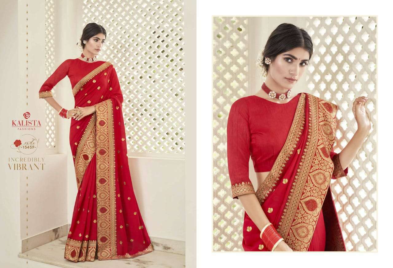 Kalista presents rang sutra vichitra silk heavy border concept sarees catalog 
