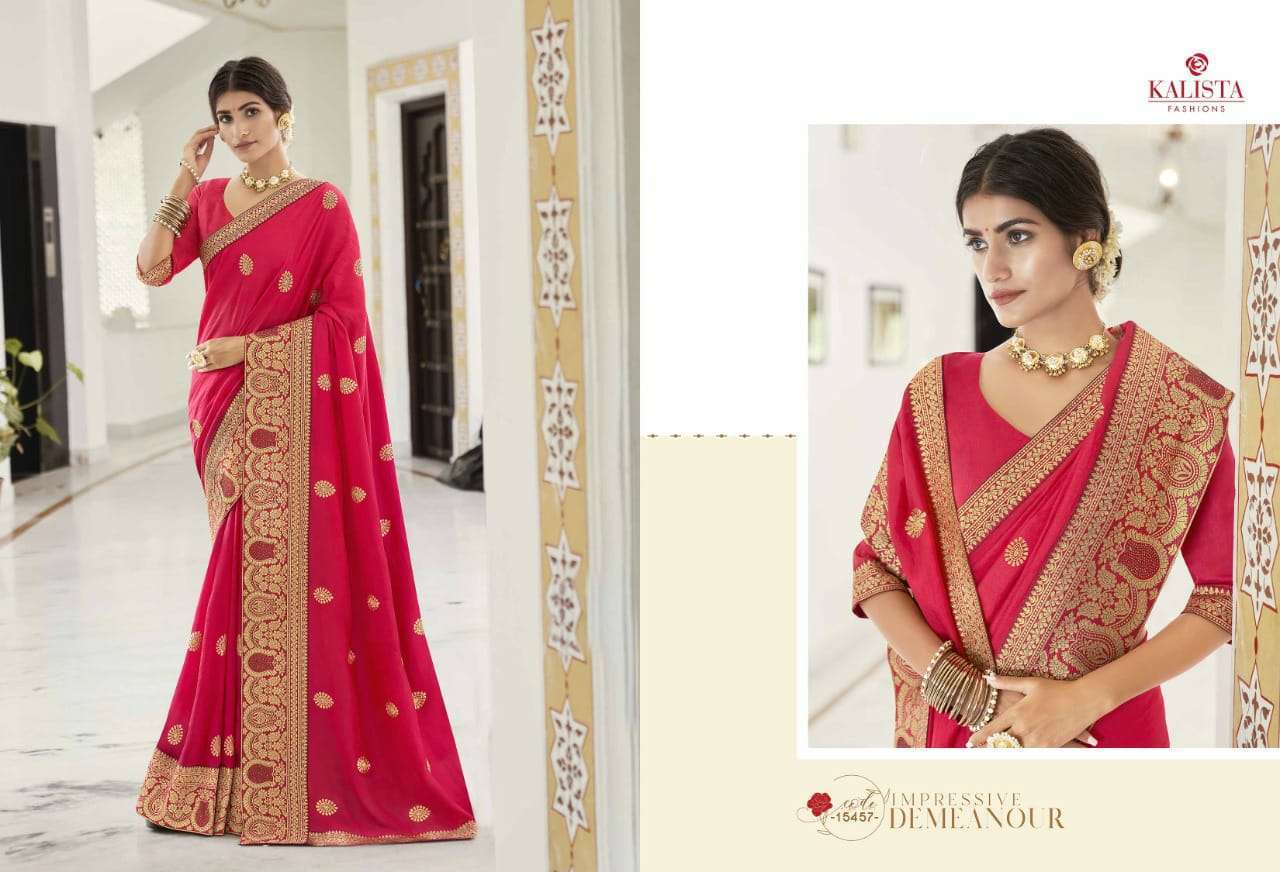 Kalista presents rang sutra vichitra silk heavy border concept sarees catalog 