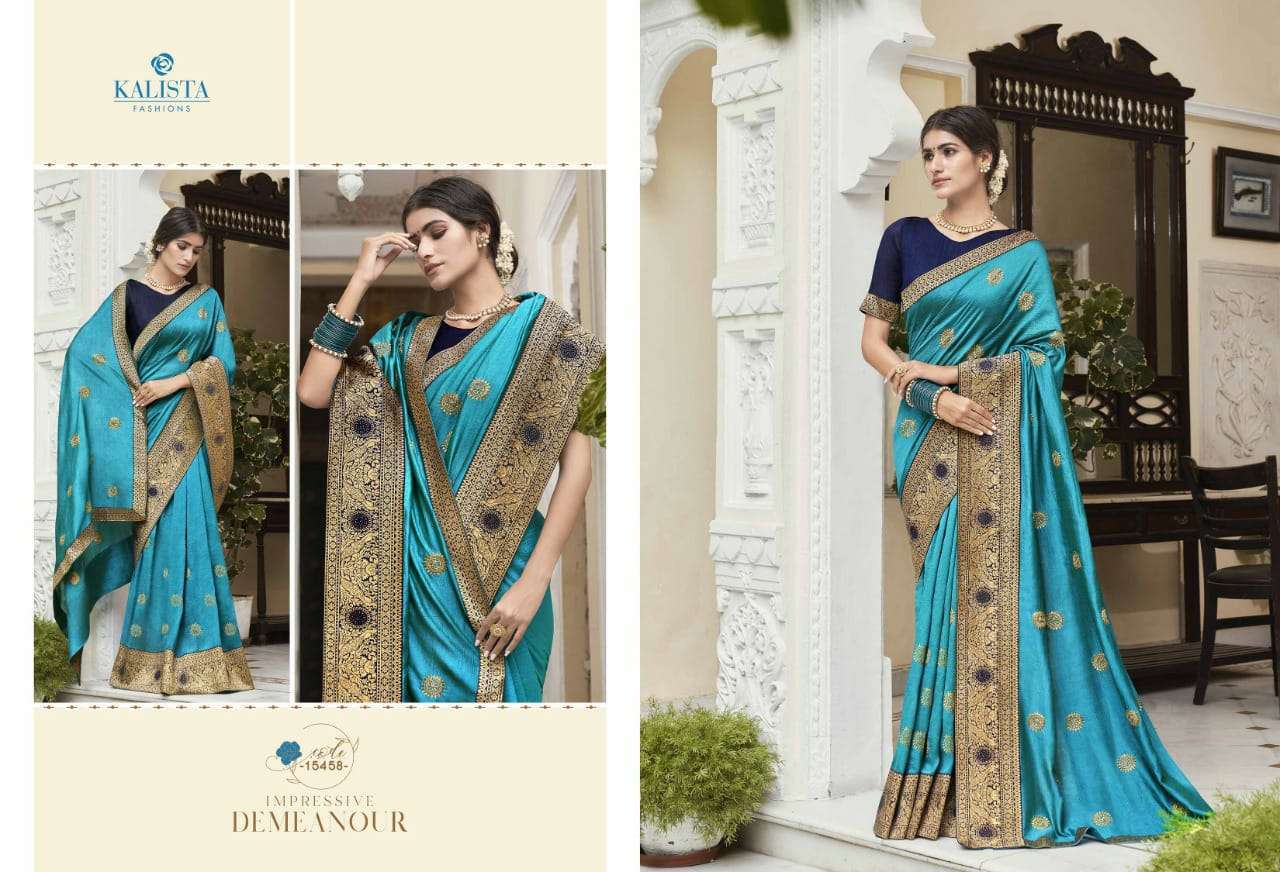 Kalista presents rang sutra vichitra silk heavy border concept sarees catalog 