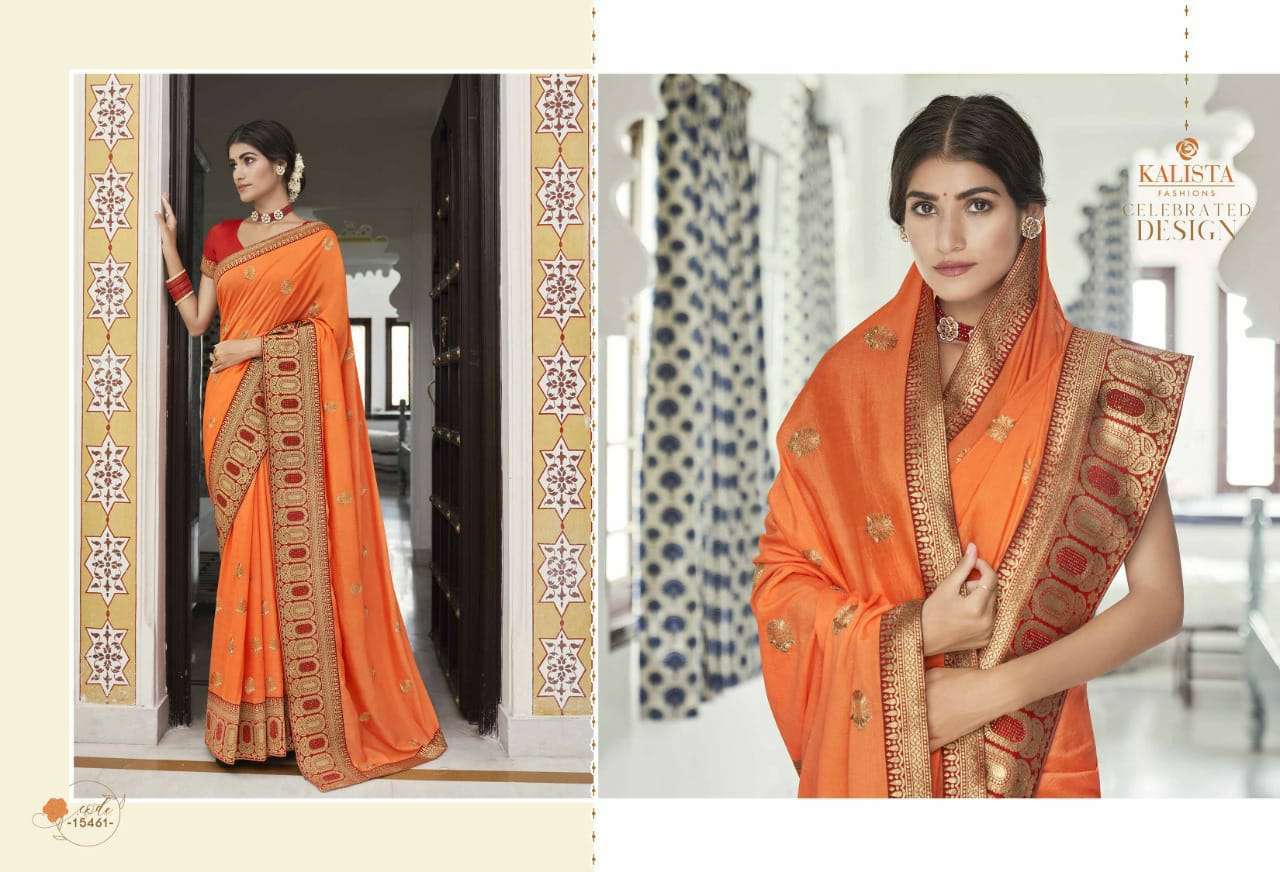 Kalista presents rang sutra vichitra silk heavy border concept sarees catalog 