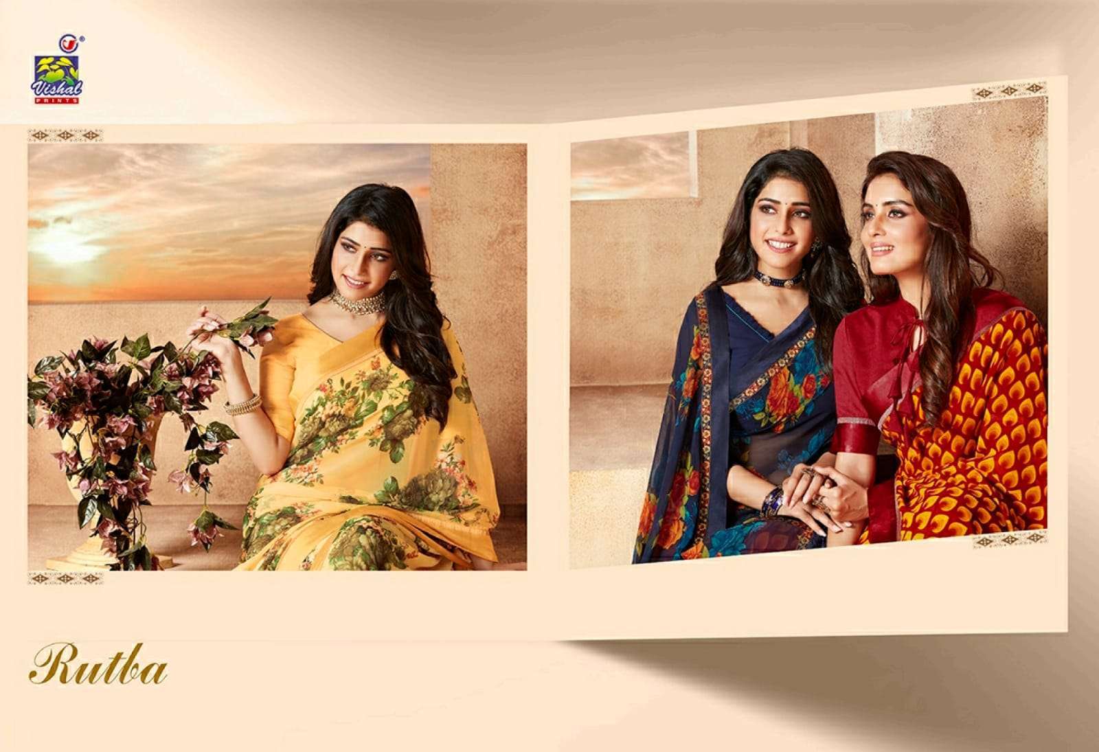 Vishal presents rutba georgette printed sarees catalog wholesaler 
