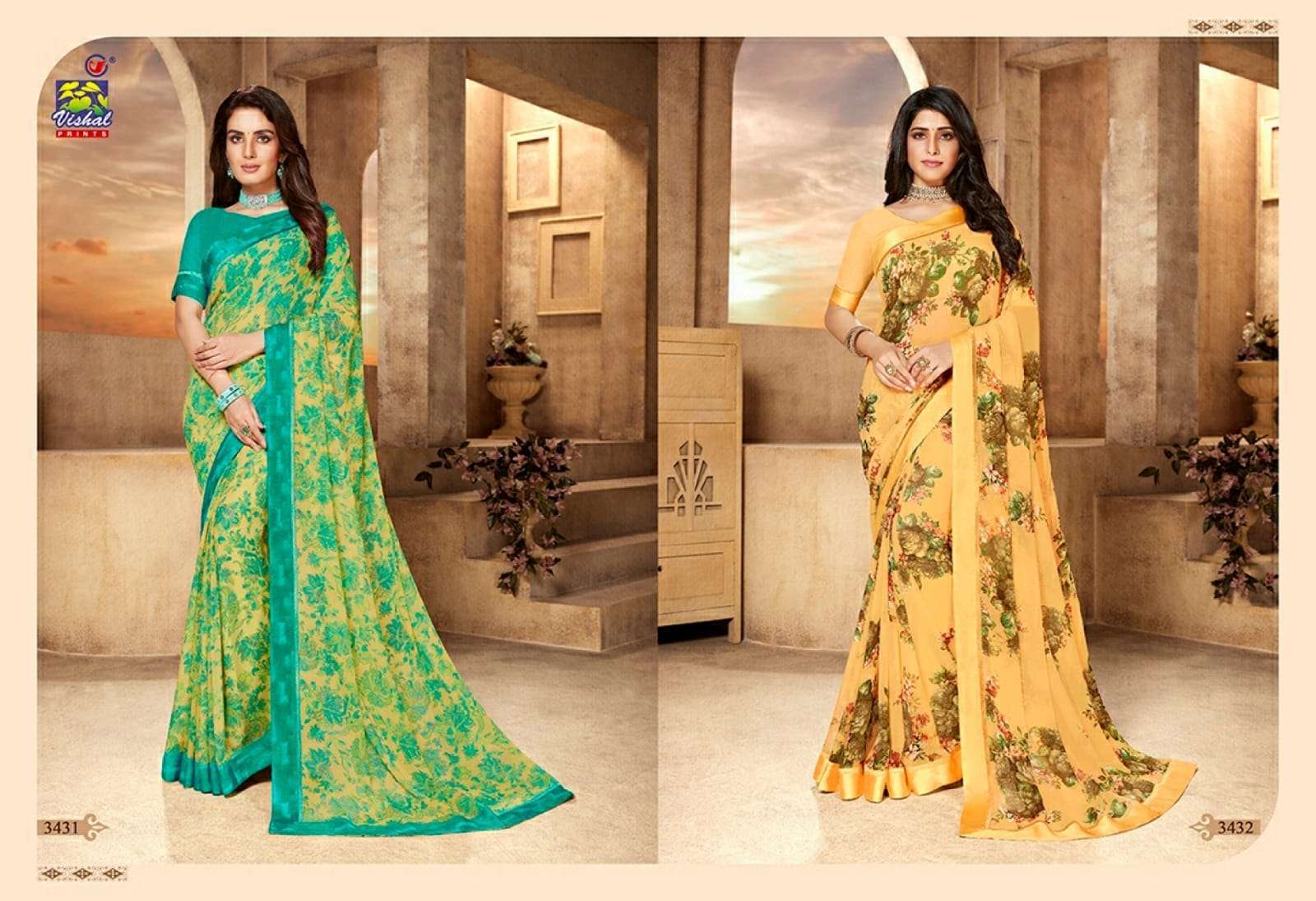 Vishal presents rutba georgette printed sarees catalog wholesaler 