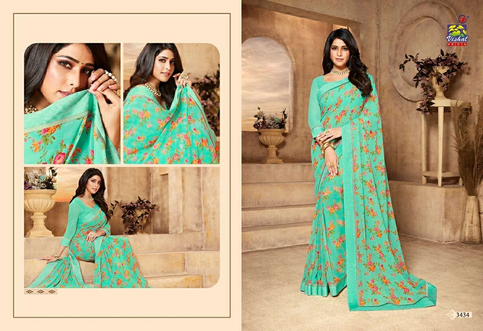 Vishal presents rutba georgette printed sarees catalog wholesaler 