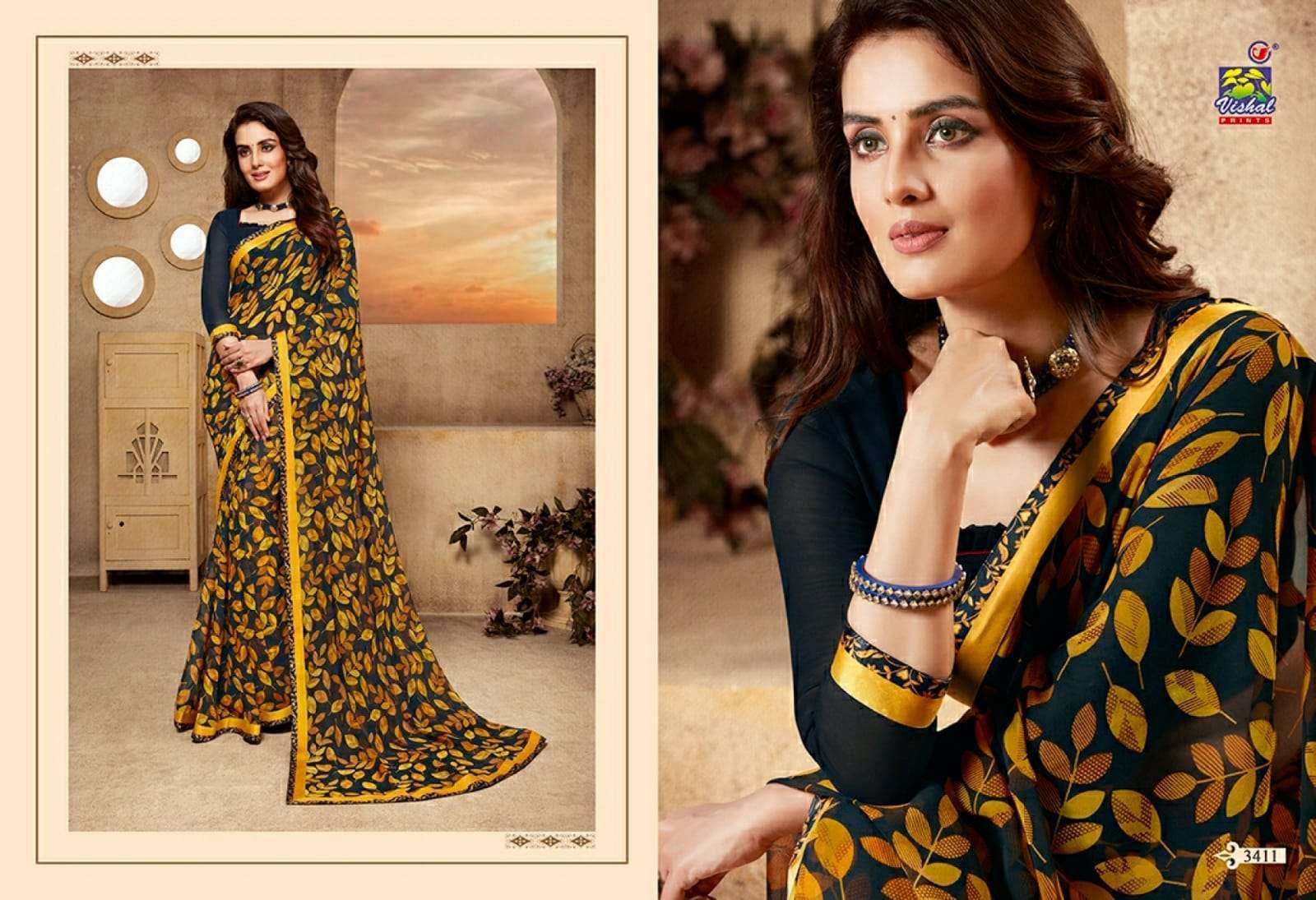 Vishal presents rutba georgette printed sarees catalog wholesaler 