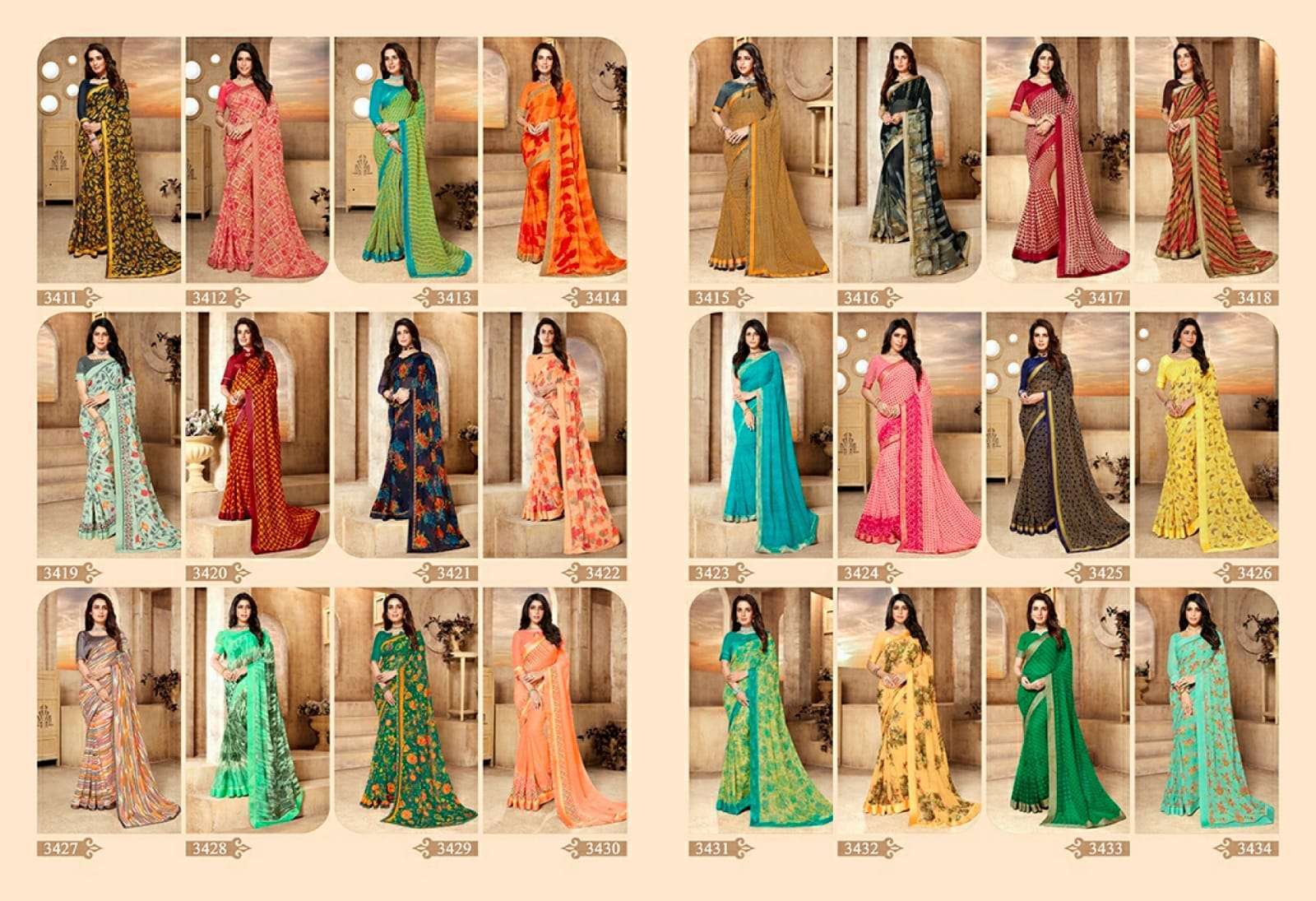 Vishal presents rutba georgette printed sarees catalog wholesaler 