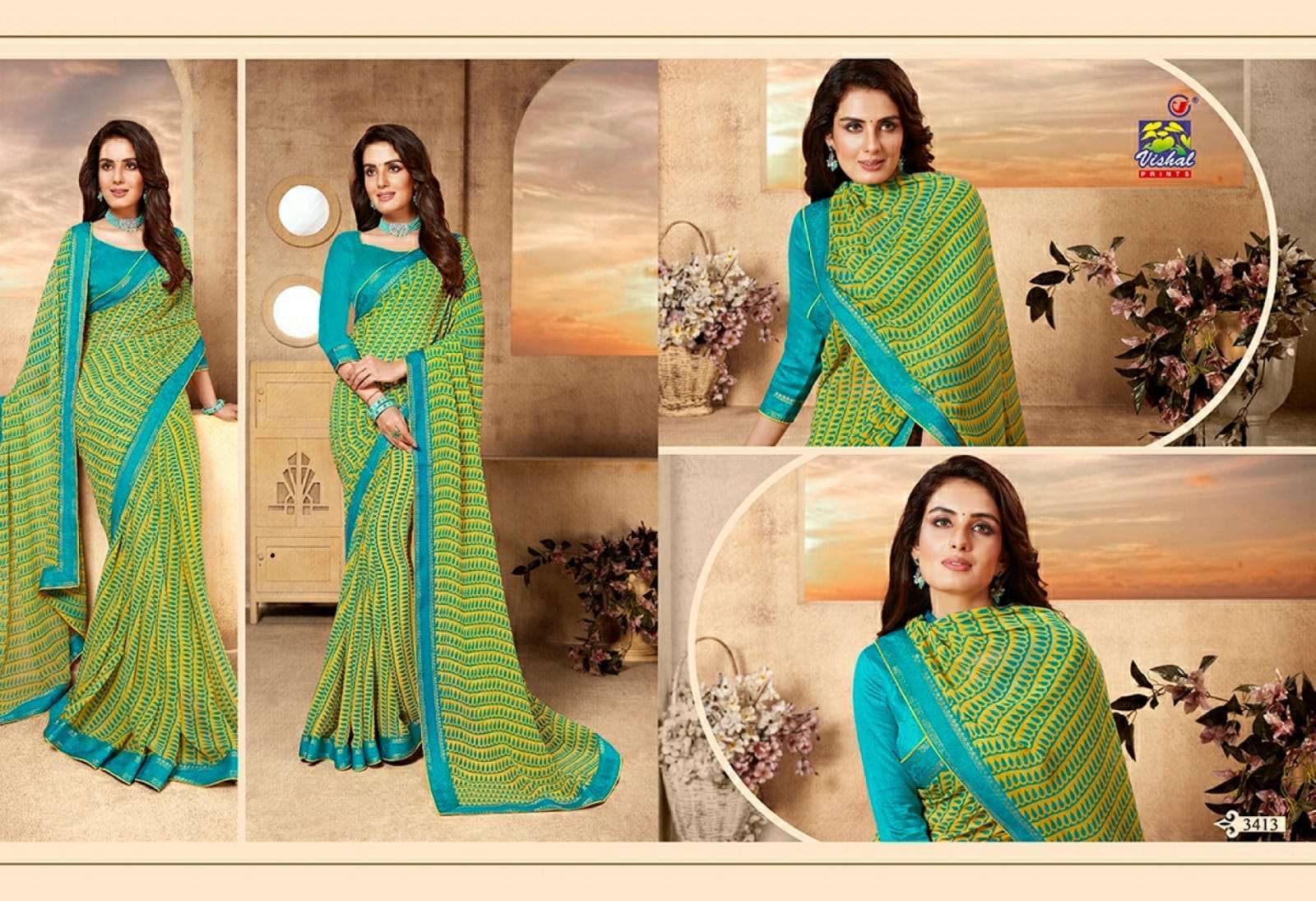 Vishal presents rutba georgette printed sarees catalog wholesaler 