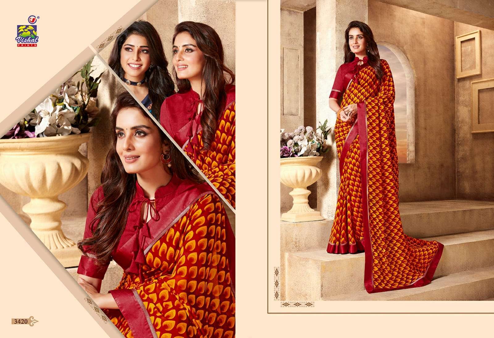 Vishal presents rutba georgette printed sarees catalog wholesaler 