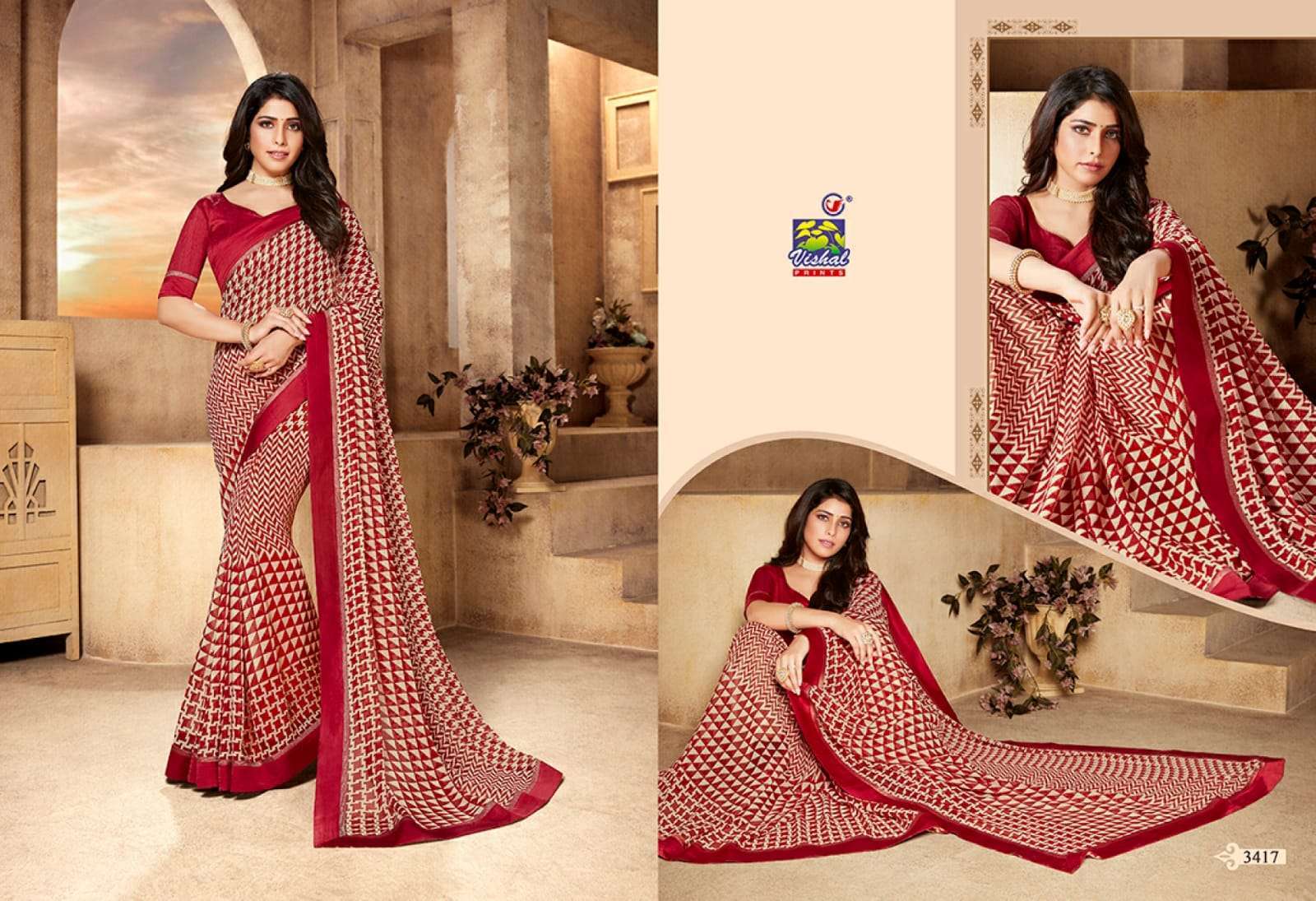 Vishal presents rutba georgette printed sarees catalog wholesaler 