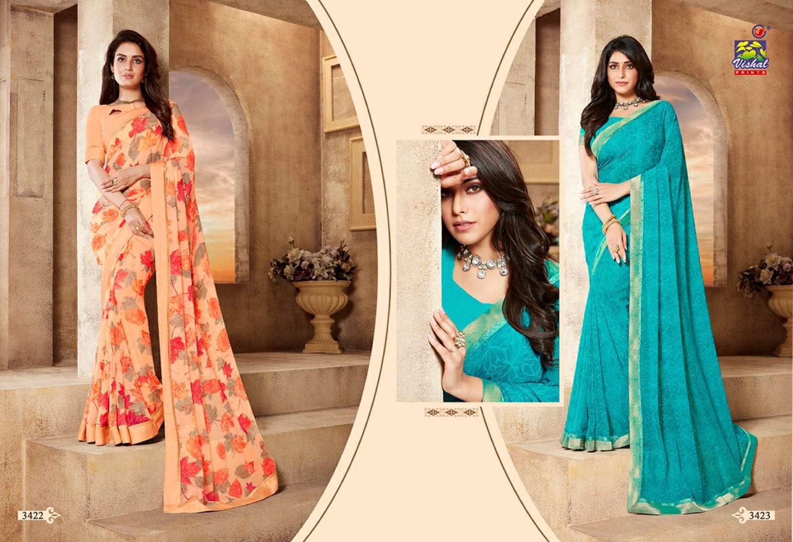 Vishal presents rutba georgette printed sarees catalog wholesaler 