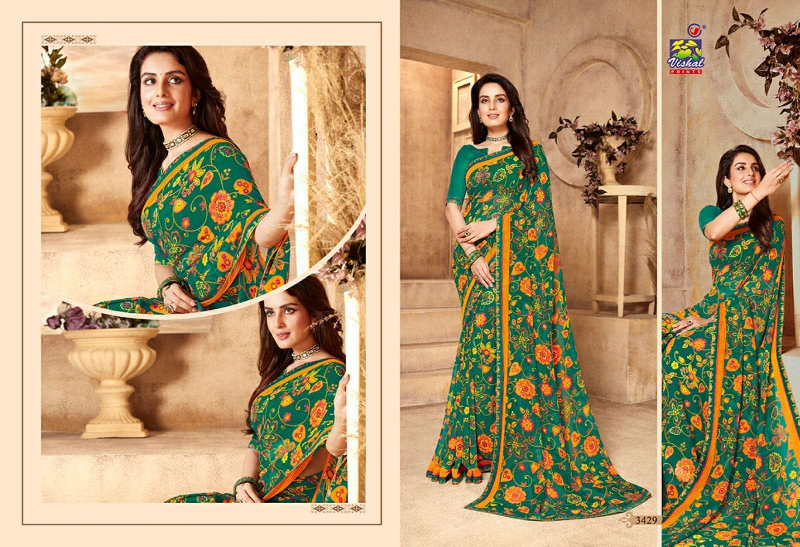 Vishal presents rutba georgette printed sarees catalog wholesaler 