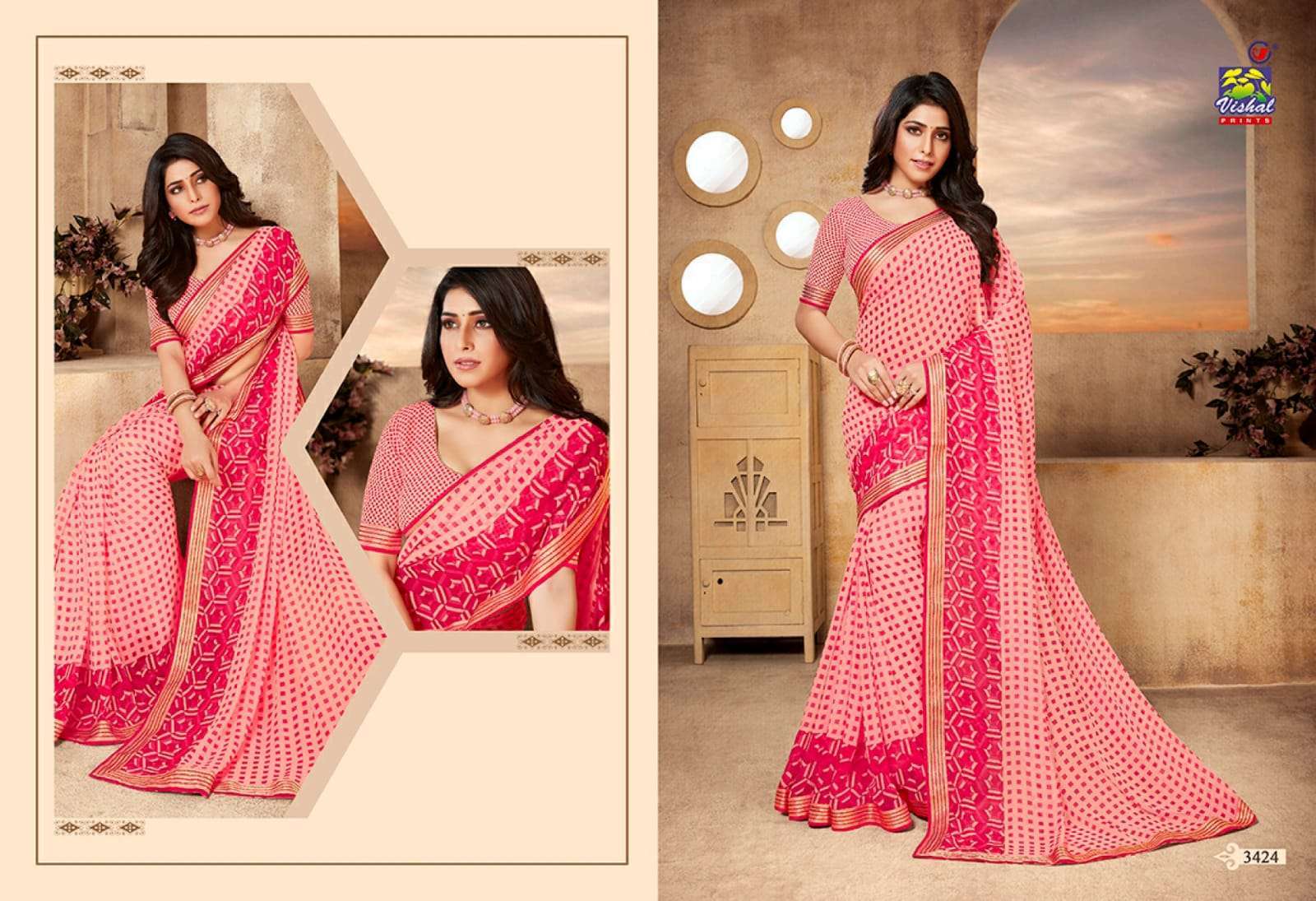 Vishal presents rutba georgette printed sarees catalog wholesaler 