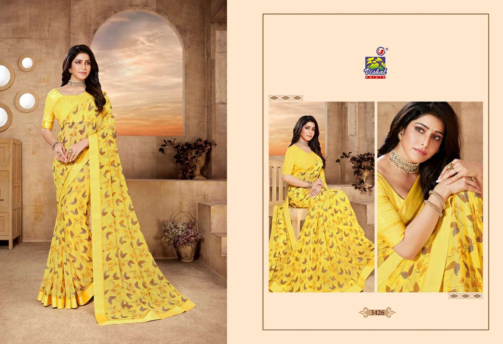 Vishal presents rutba georgette printed sarees catalog wholesaler 