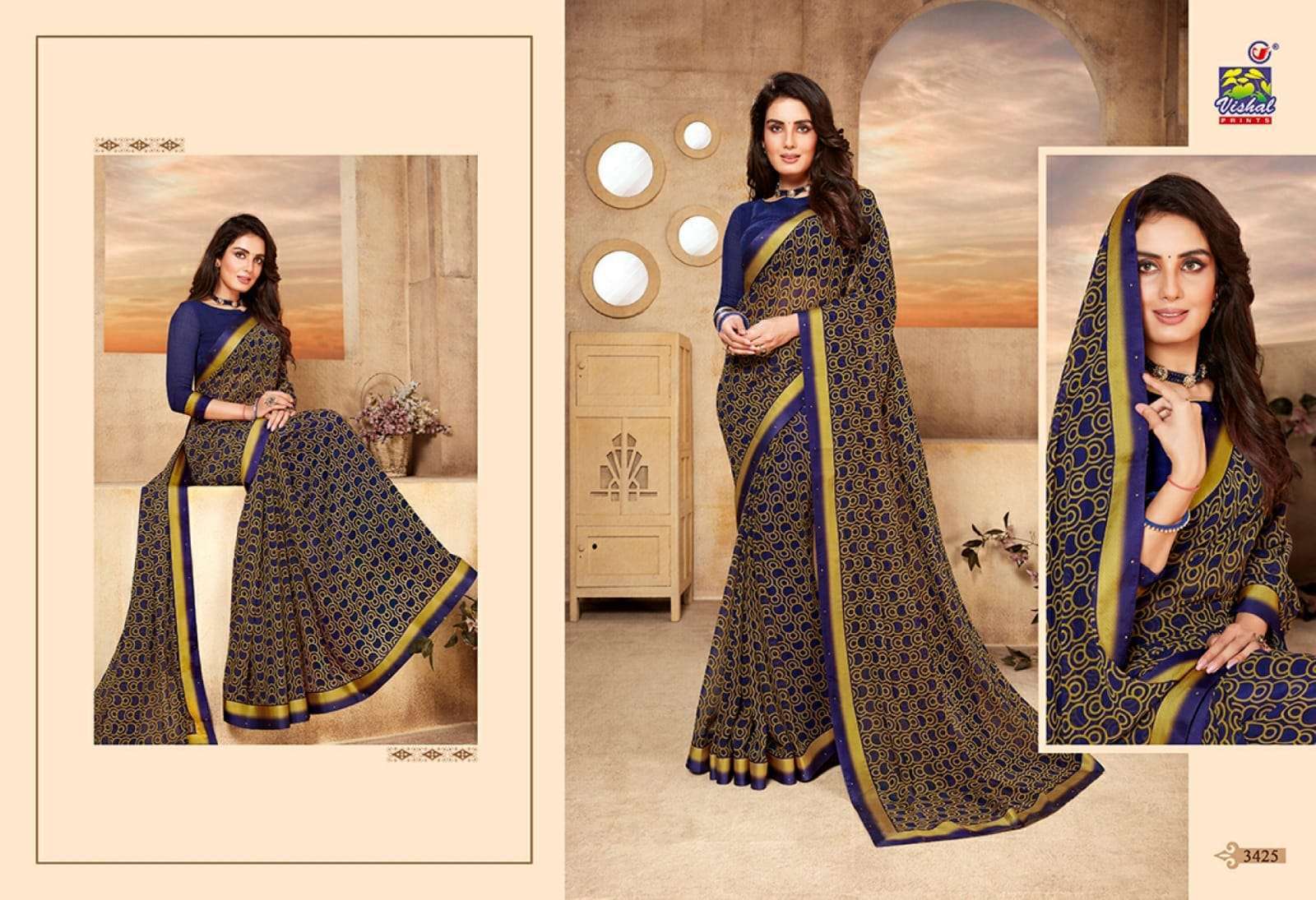 Vishal presents rutba georgette printed sarees catalog wholesaler 